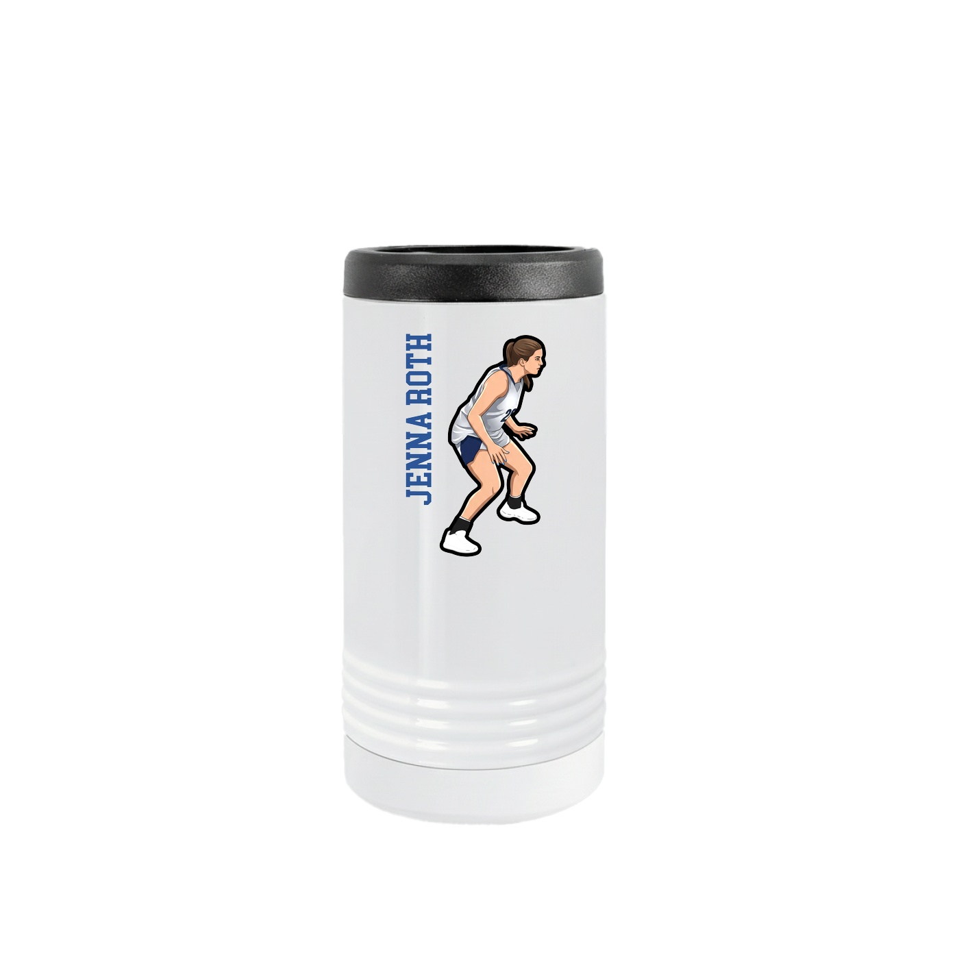 Slim Beverage Holder — Name Vertical in White