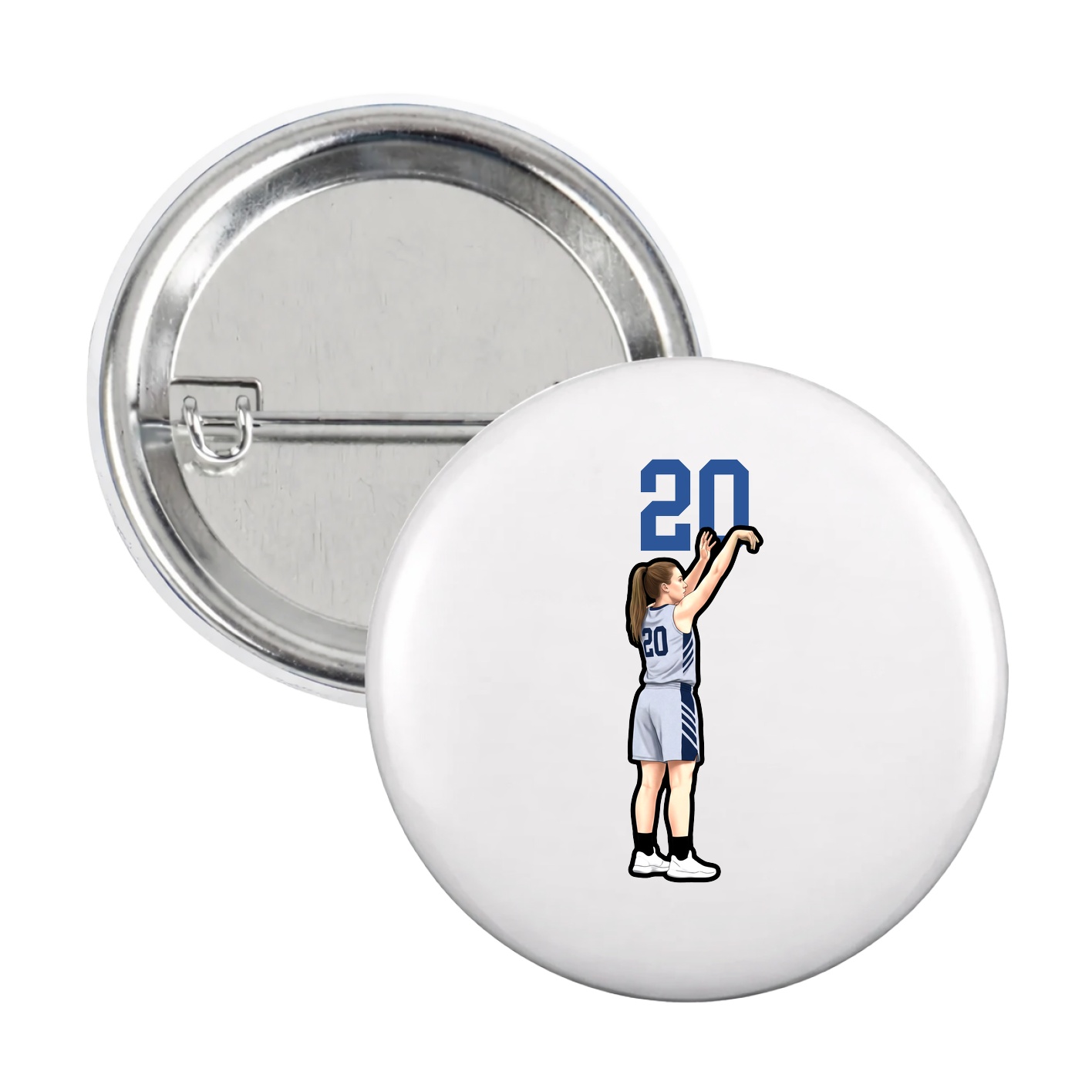 Game Day Button — Number Top in White
