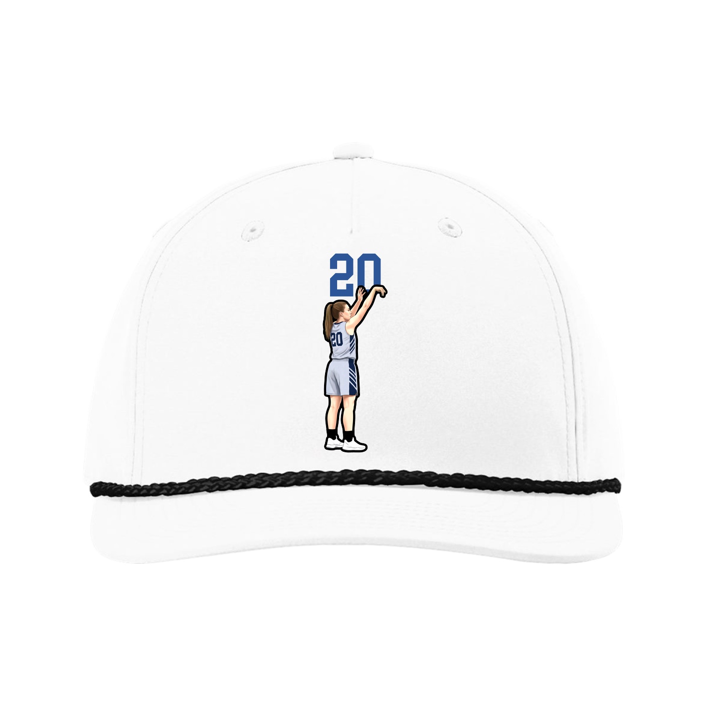 Five-Panel Classic Rope Cap — Number Top in White
