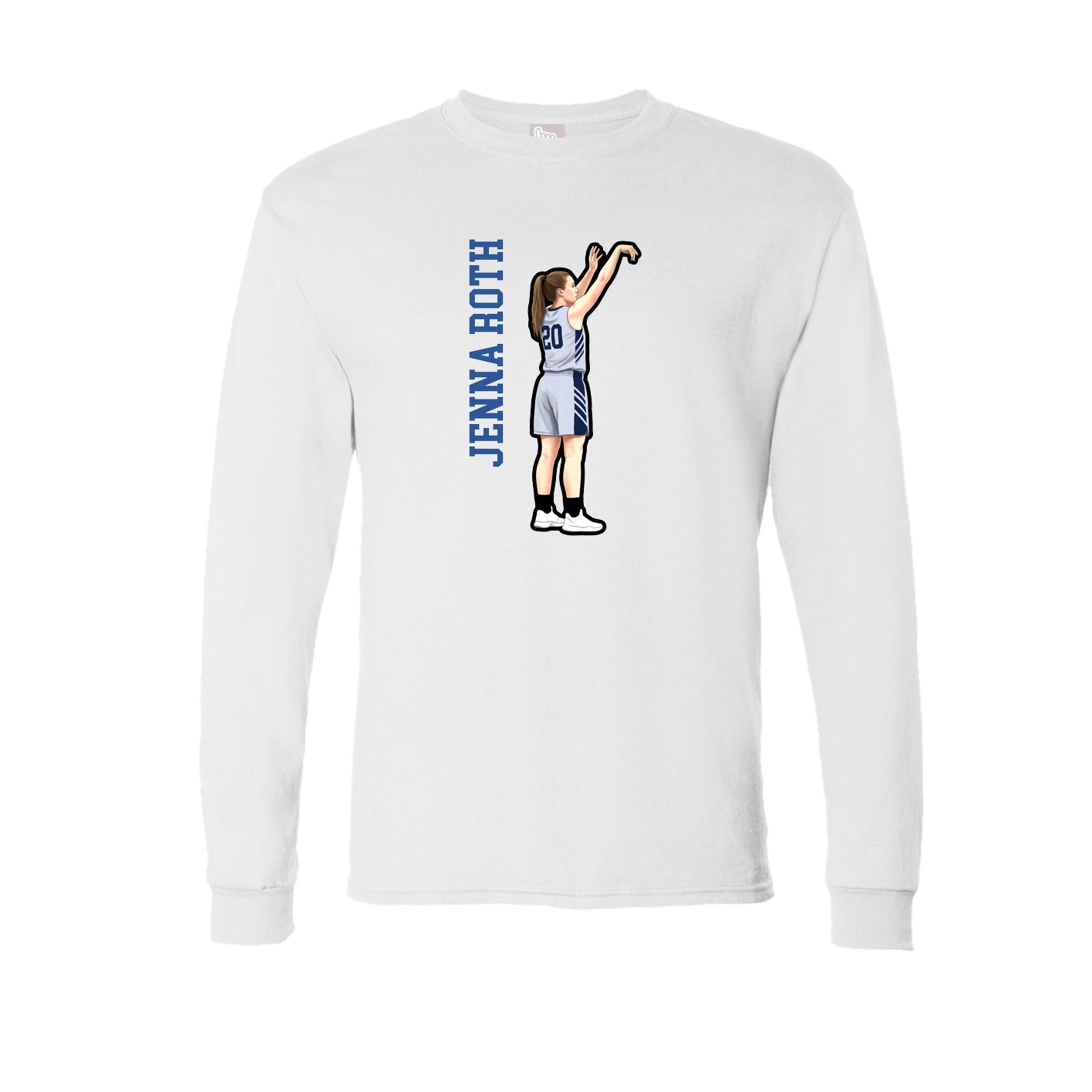 Long Sleeve Tee — Name Vertical in White
