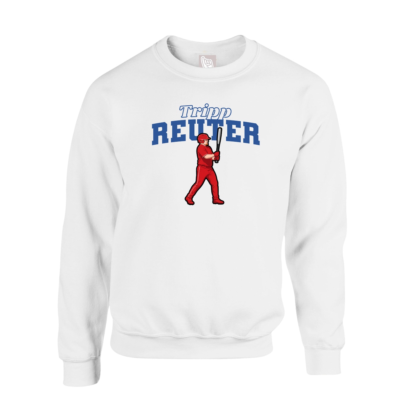 Fleece Crew — Name Arch in White