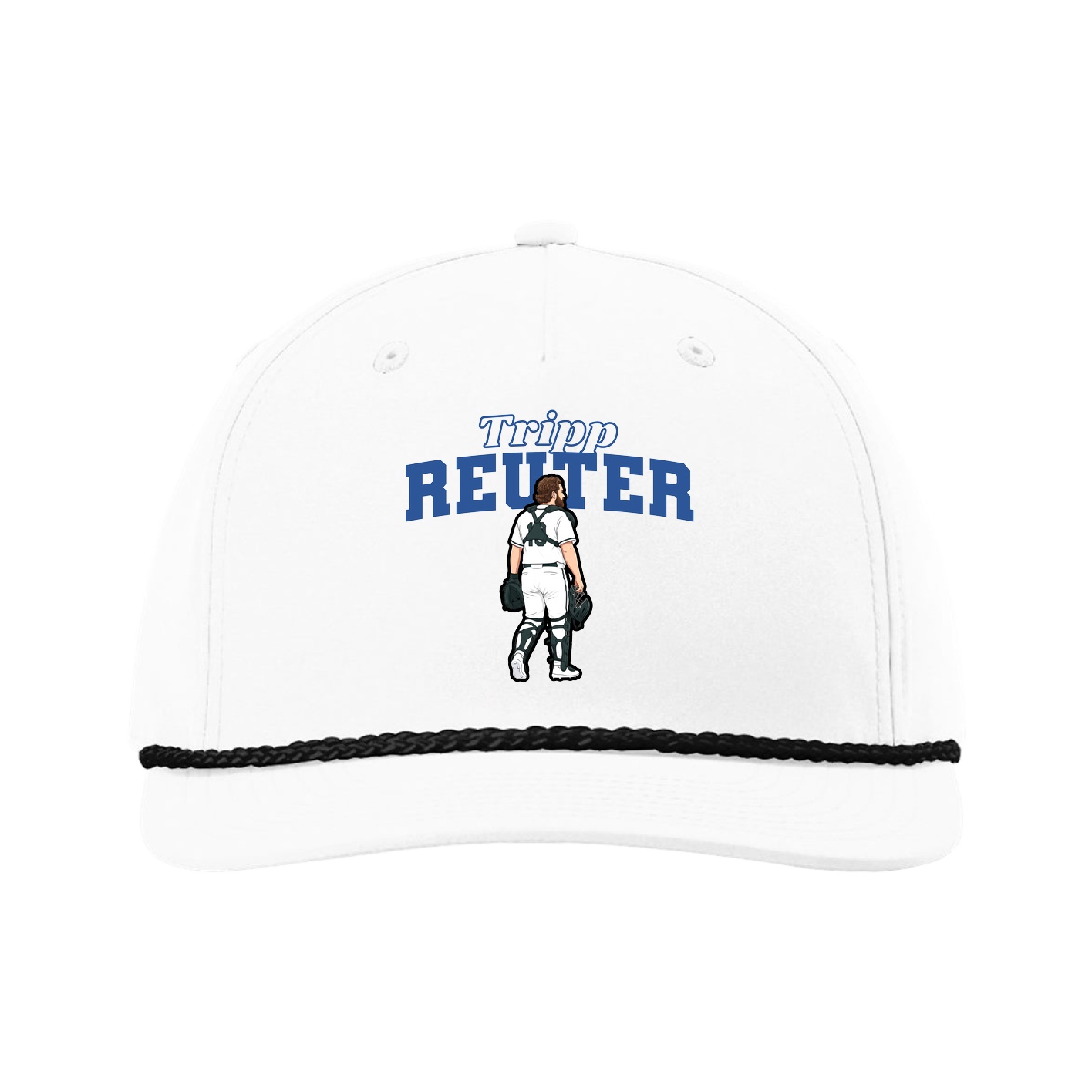Five-Panel Classic Rope Cap — Name Arch in White