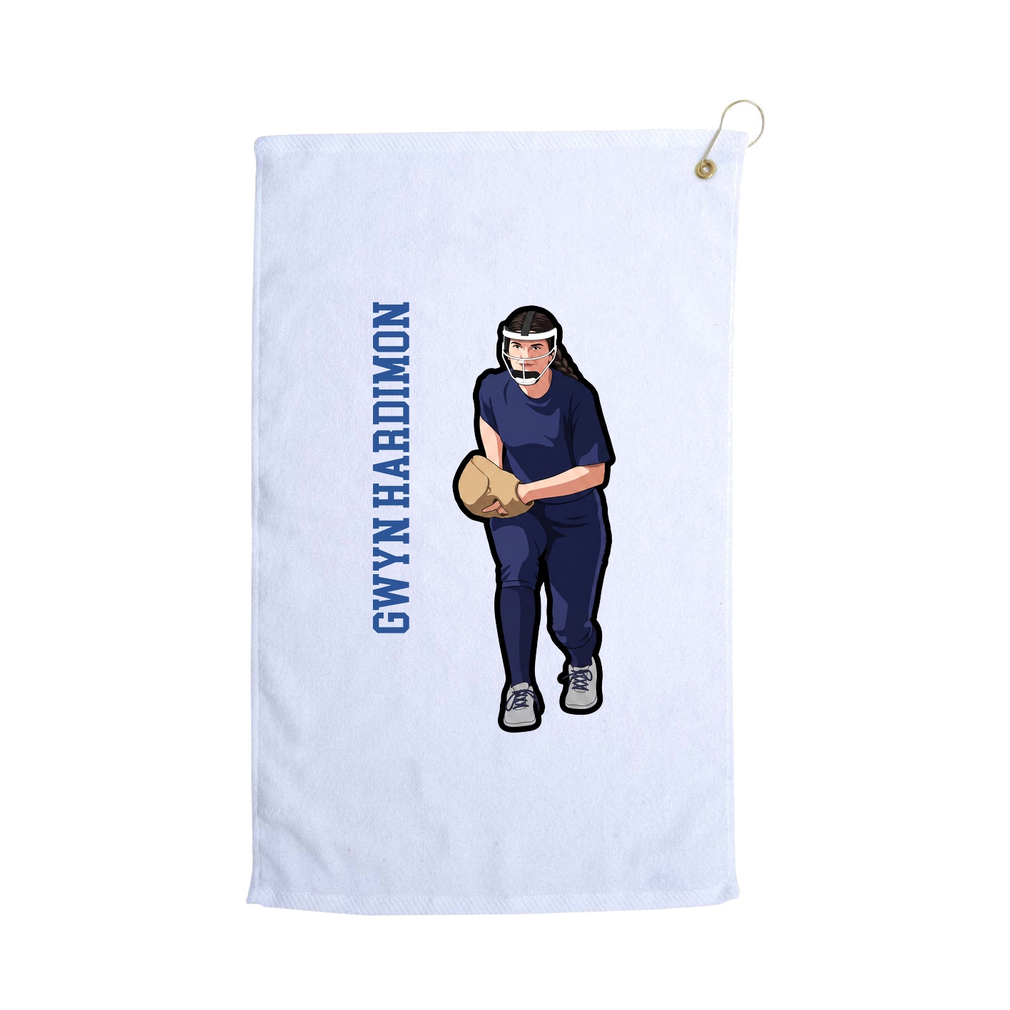 Golf Towel — Name Vertical in White