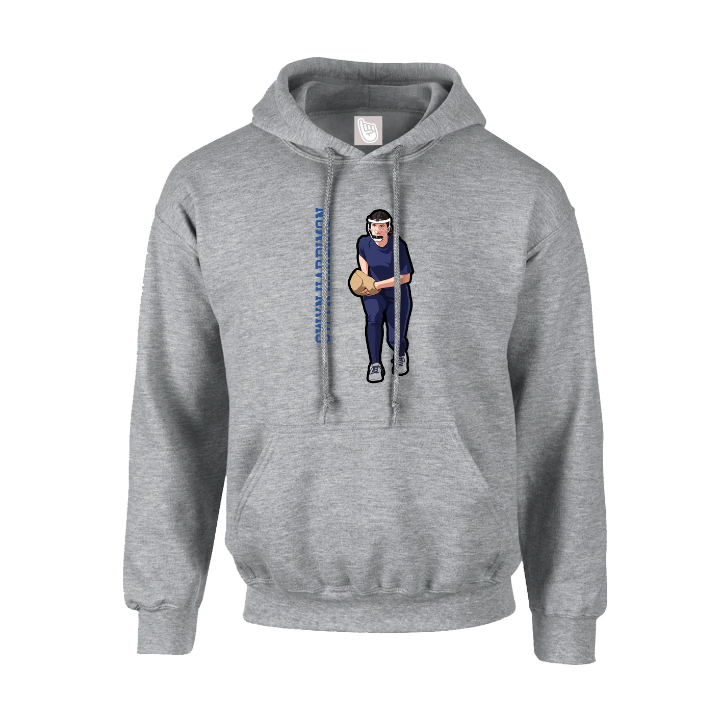 Youth Hoodie — Name Vertical in Grey