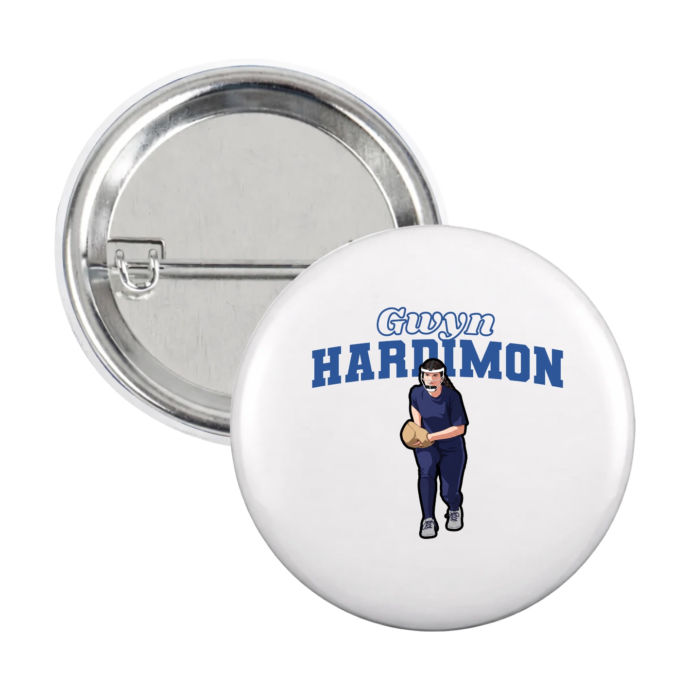 Game Day Button — Name Arch in White