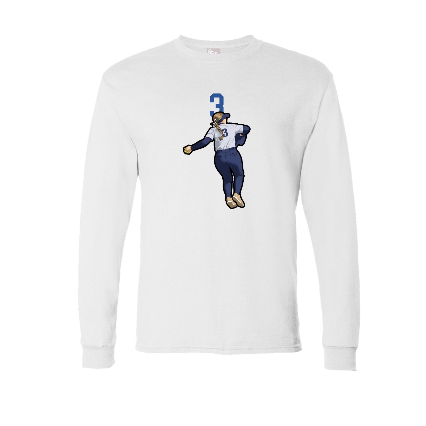 Long Sleeve Tee — Number Top in White