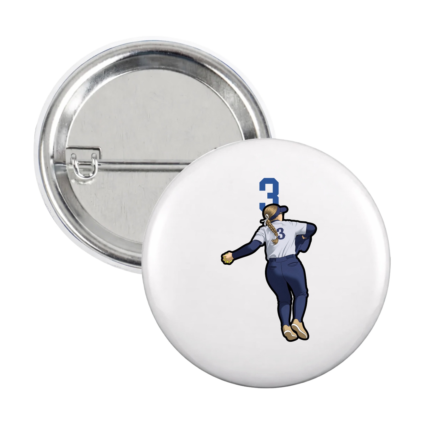 Game Day Button — Number Top in White