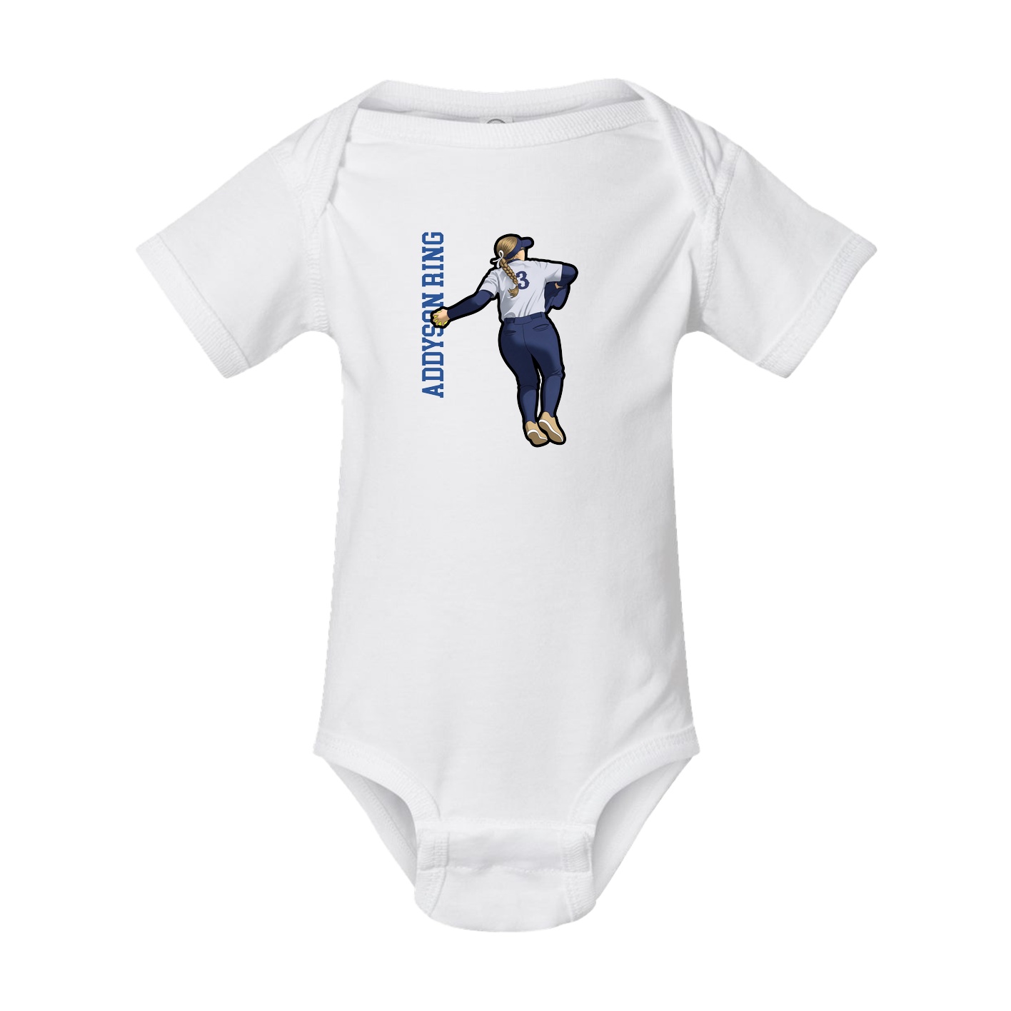 Baby Onesie — Name Vertical in White