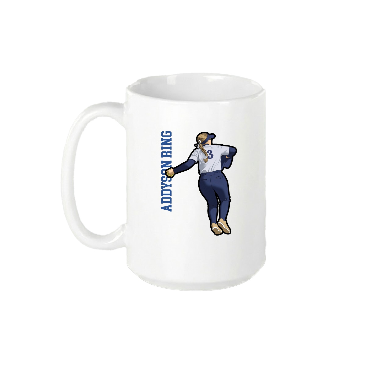15oz Coffee Mug — Name Vertical in White