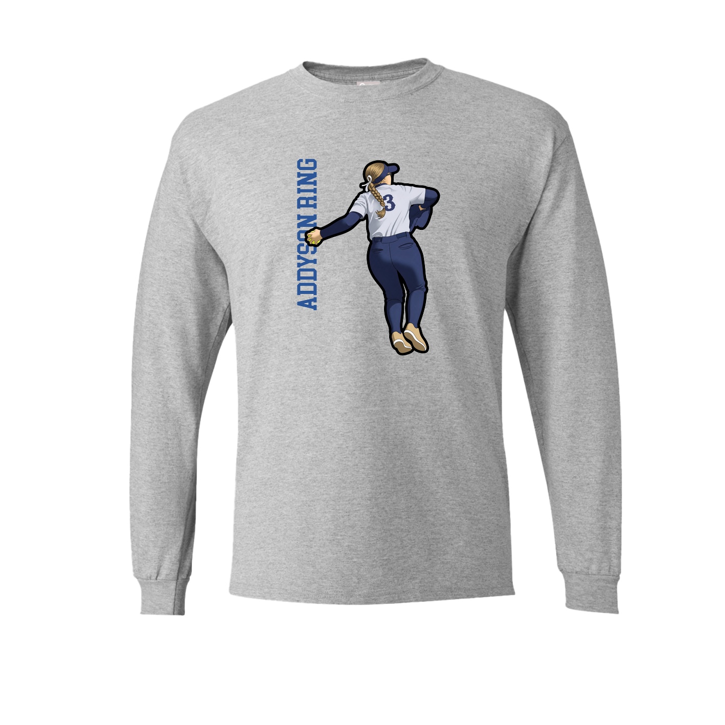 Long Sleeve Tee — Name Vertical in Grey