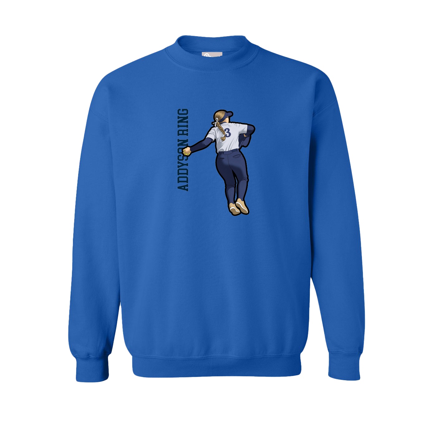 Fleece Crew — Name Vertical in Royal