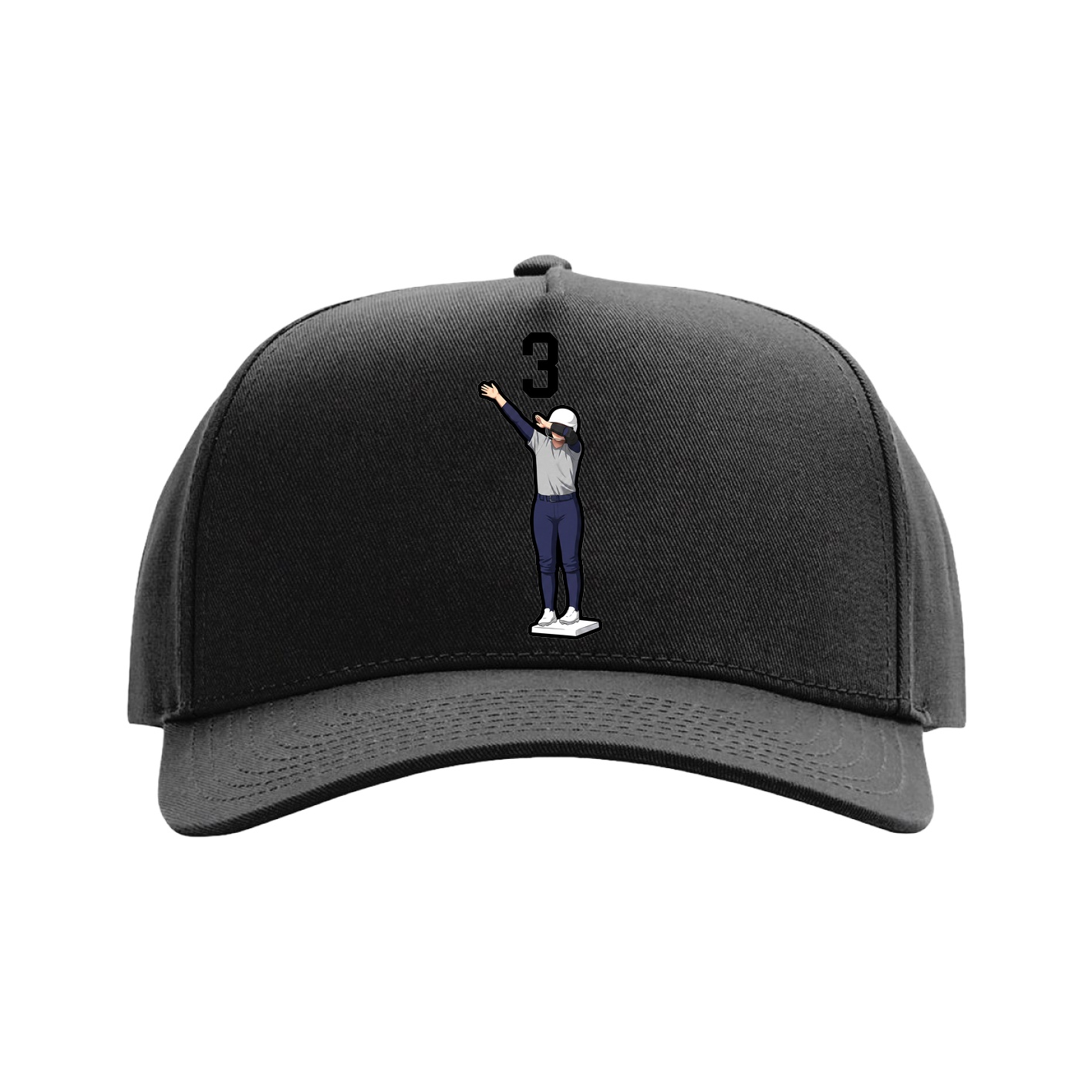Full Fabric Five-Panel Champ Cap — Number Top in Black