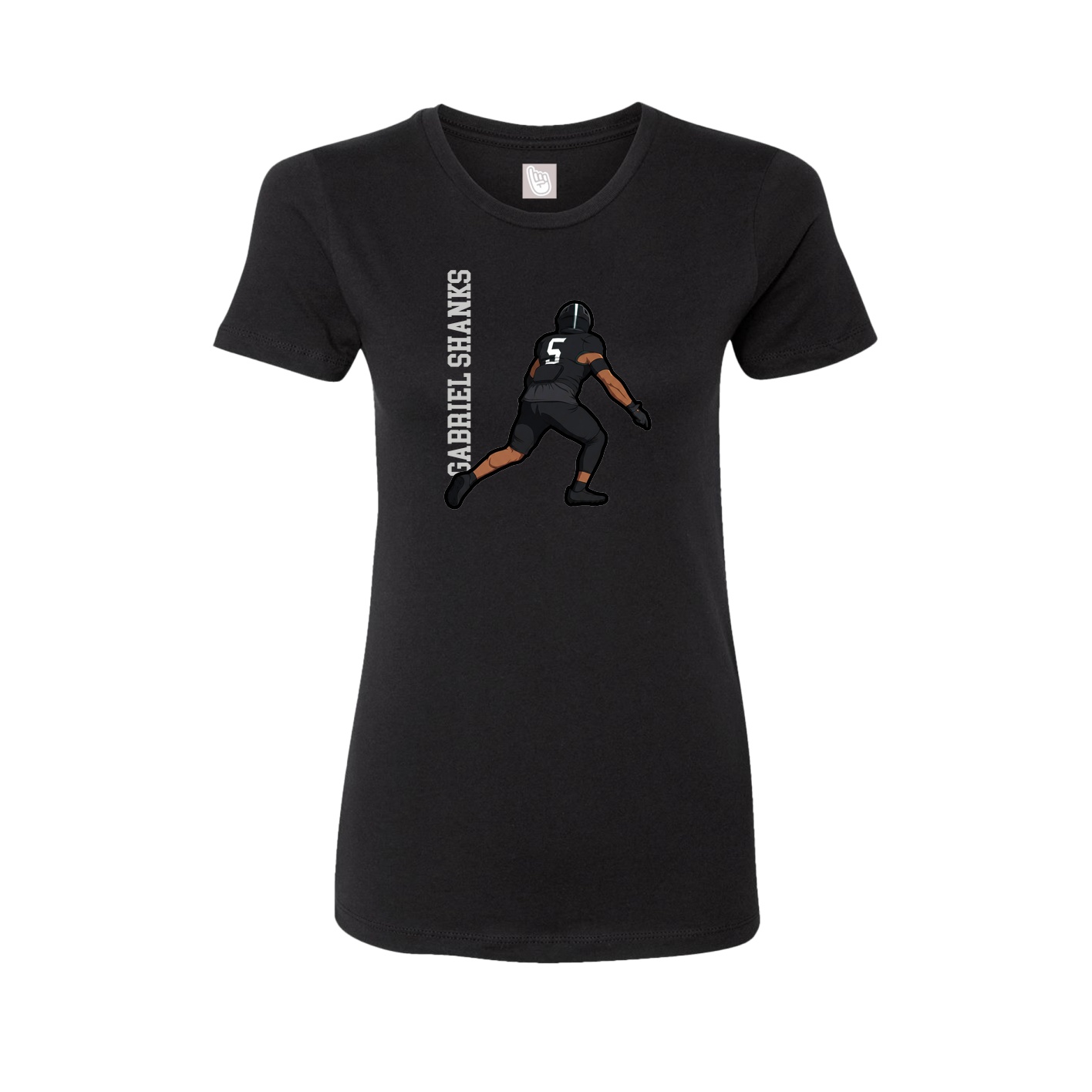 Womens Tee — Name Vertical in Black