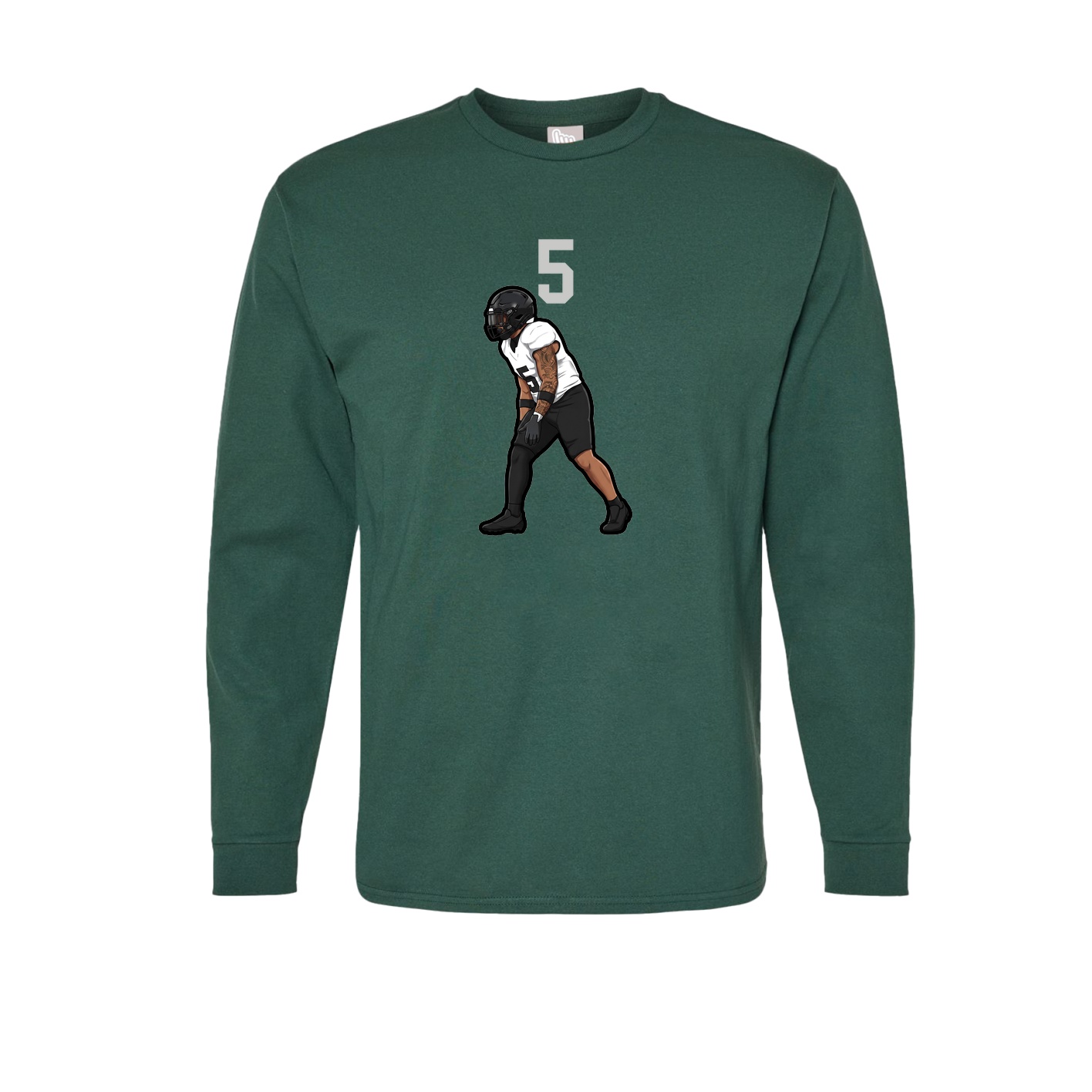 Long Sleeve Tee — Number Top in Green