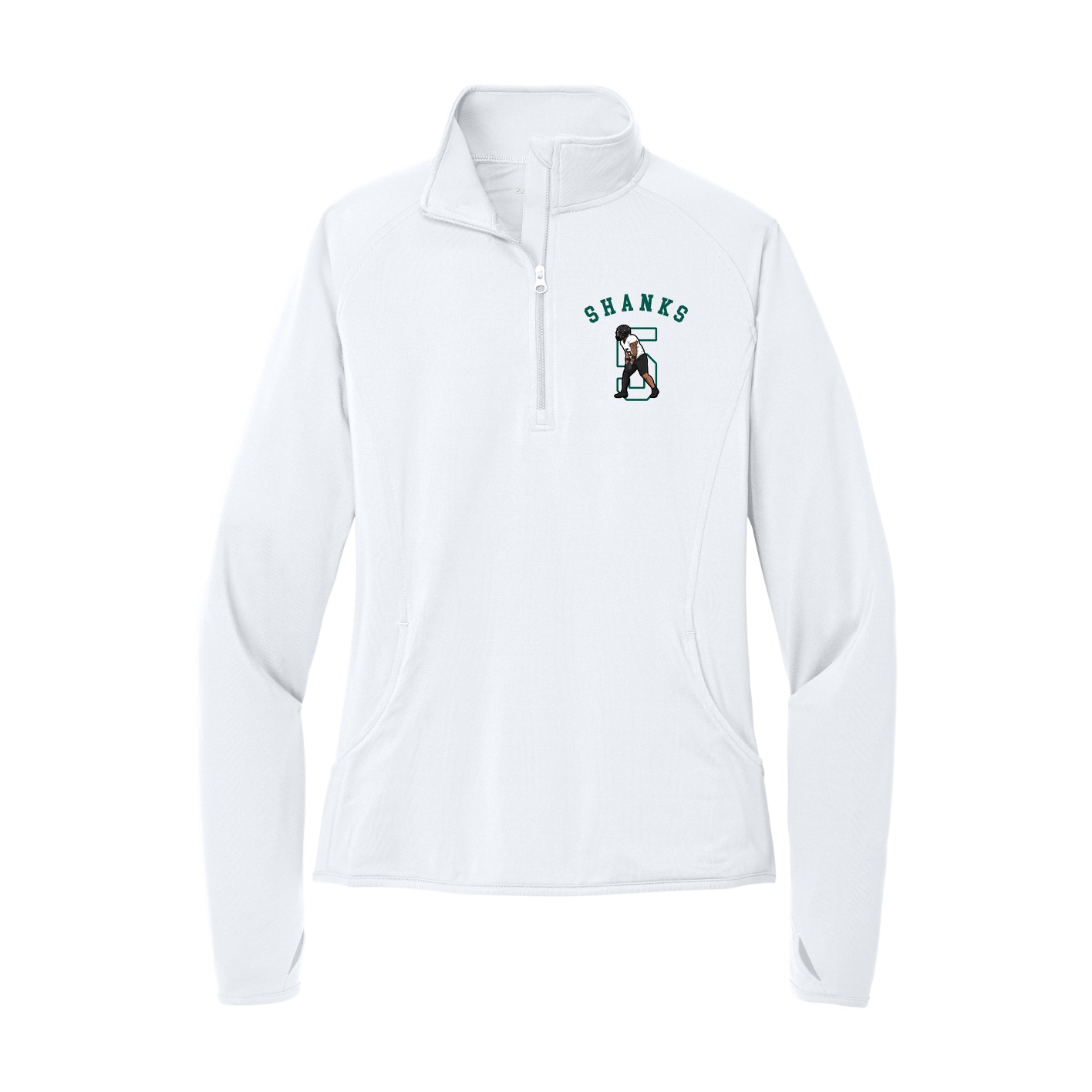 Women's Q-Zip Pullover — Shirsey Arch in White