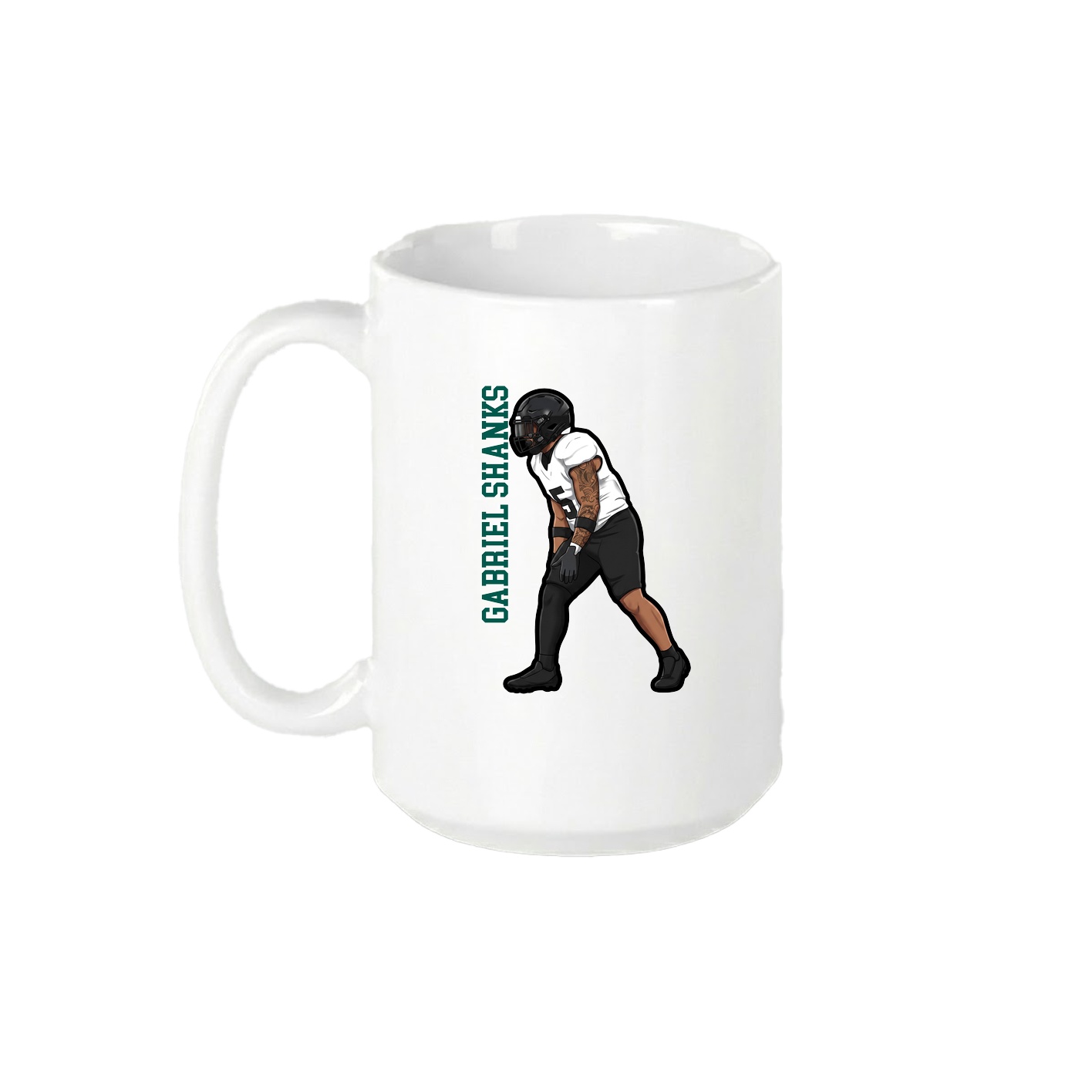 15oz Coffee Mug — Name Vertical in White
