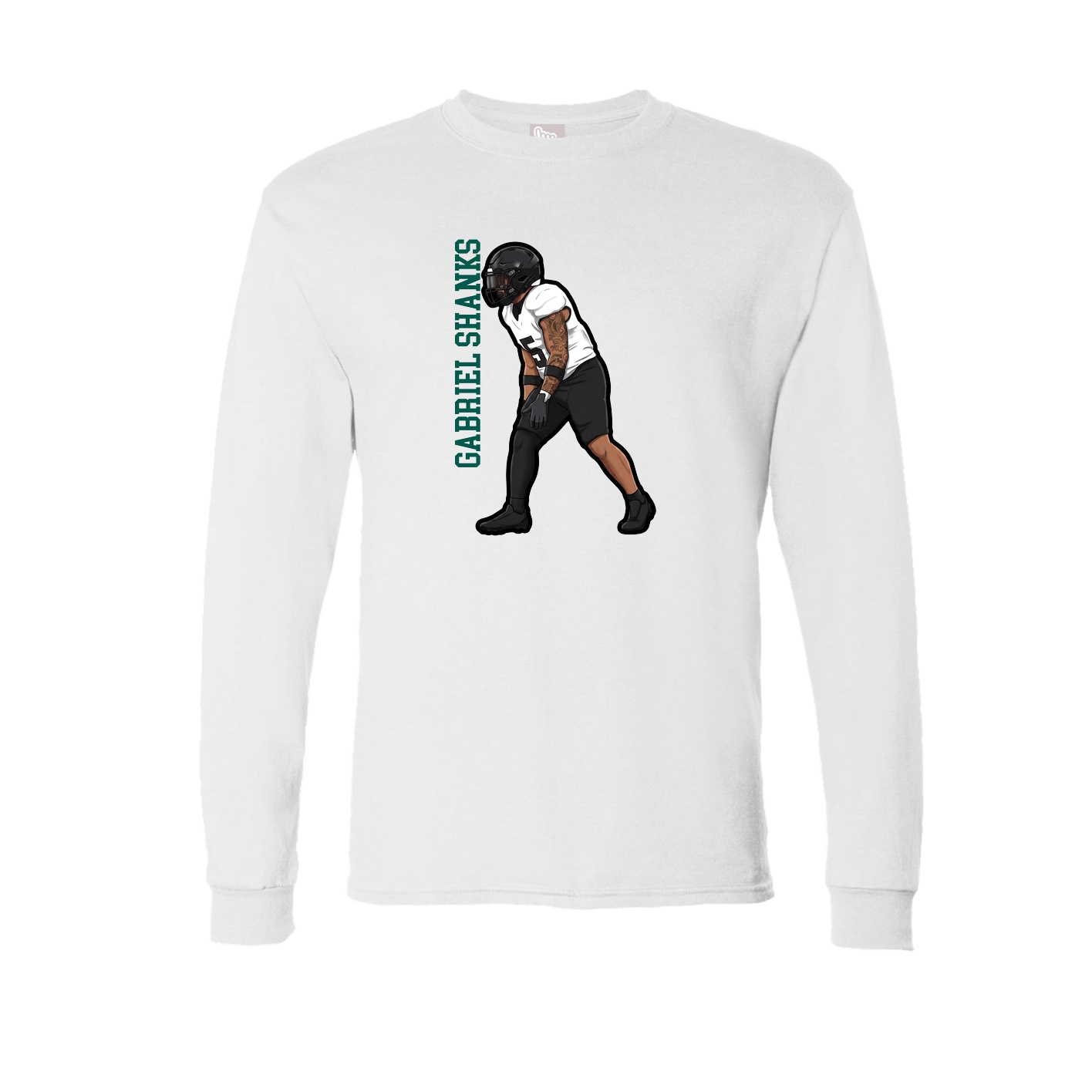 Long Sleeve Tee — Name Vertical in White