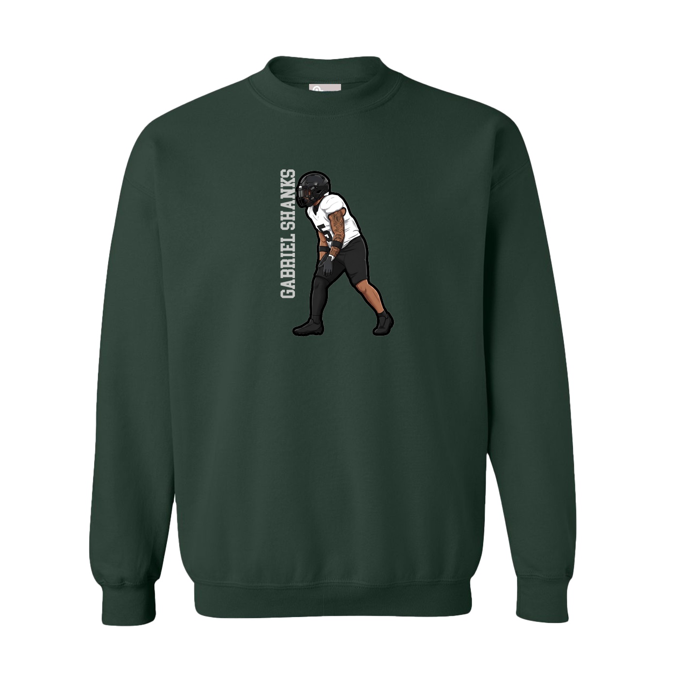 Fleece Crew — Name Vertical in Green