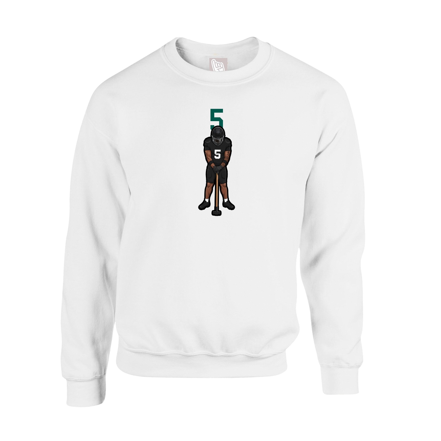 Fleece Crew — Number Top in White