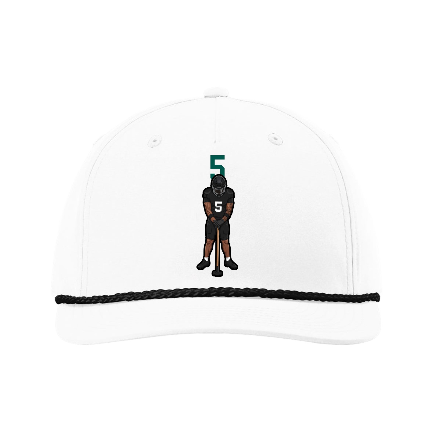 Five-Panel Classic Rope Cap — Number Top in White