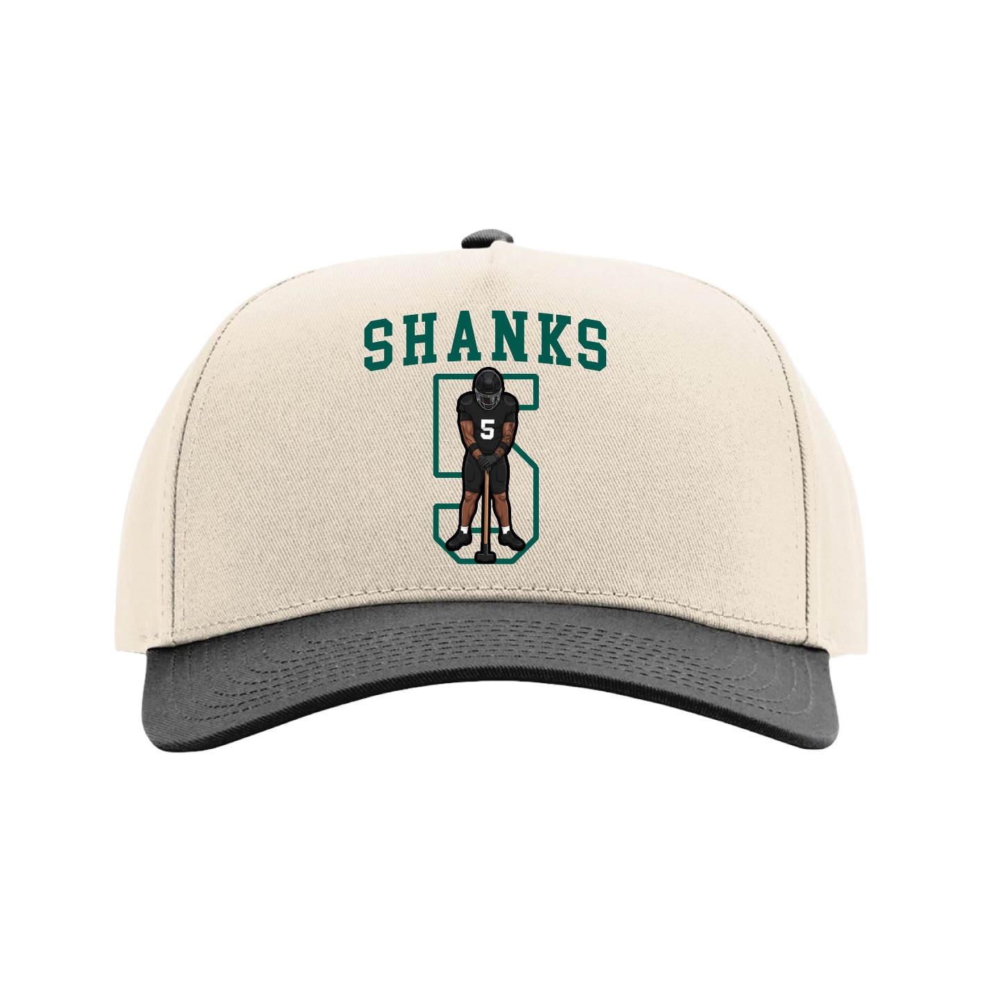 Full Fabric Five-Panel Champ Cap — Shirsey in Cream/Black