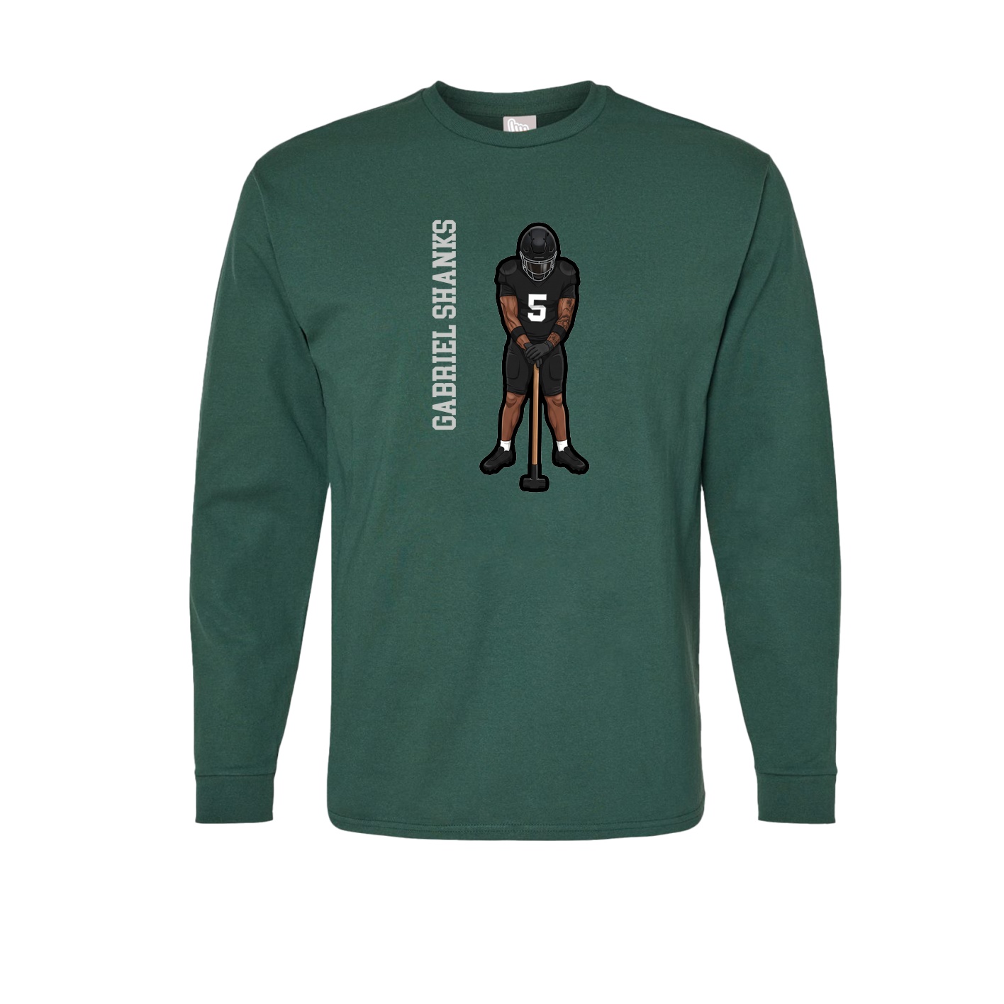 Long Sleeve Tee — Name Vertical in Green