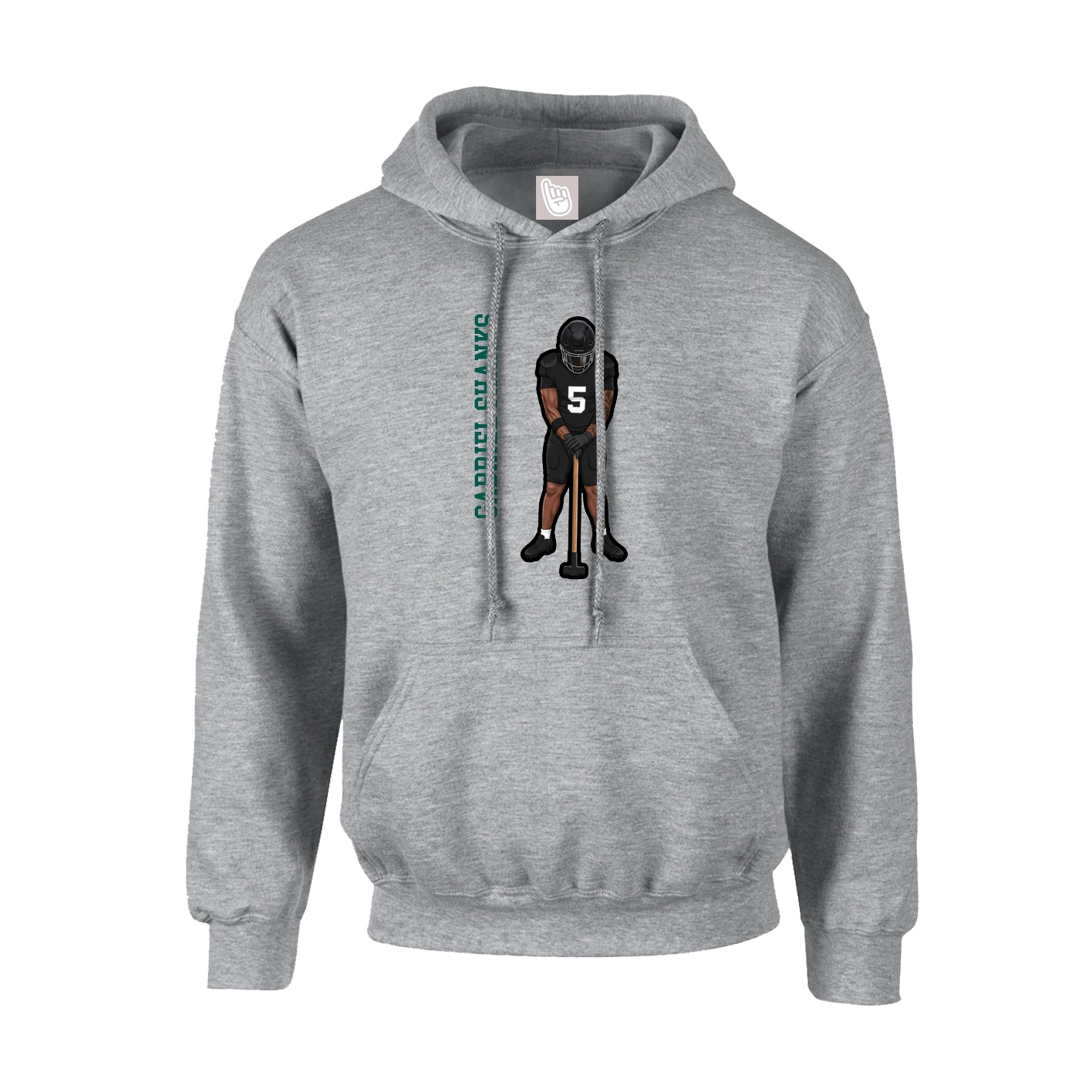 Hoodie — Name Vertical in Grey