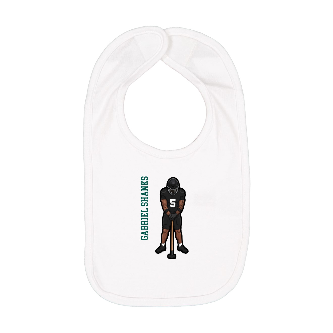 Infant Bib — Name Vertical in White