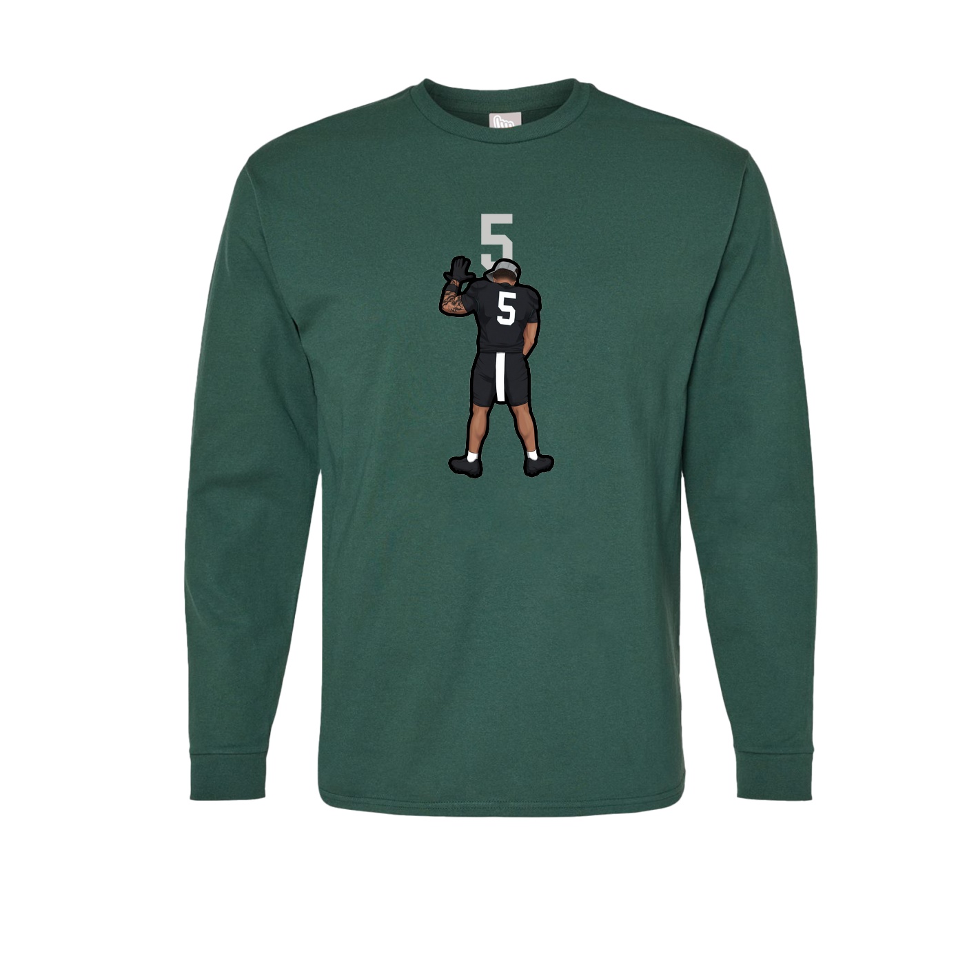 Long Sleeve Tee — Number Top in Green