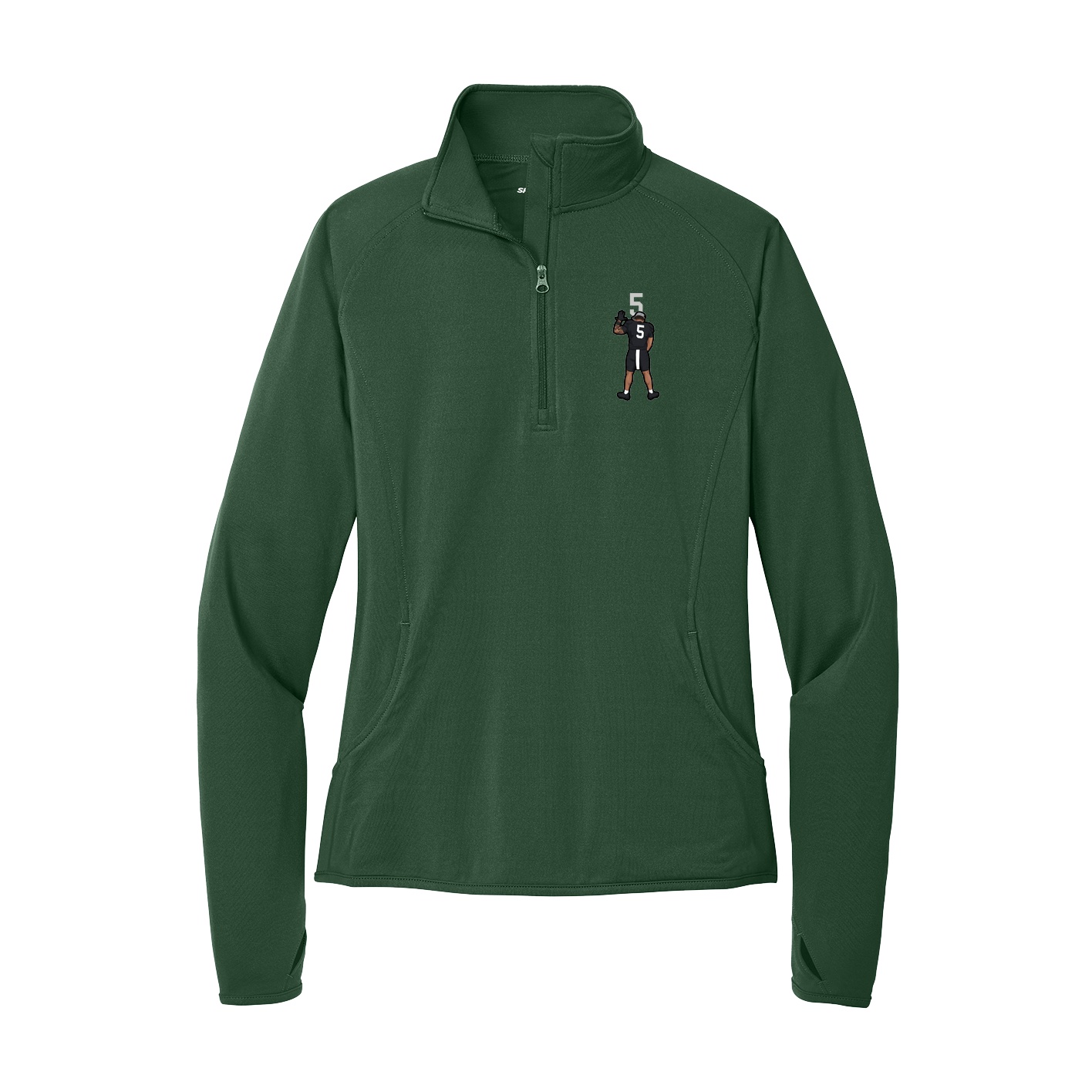 Women's Q-Zip Pullover — Number Top in Green