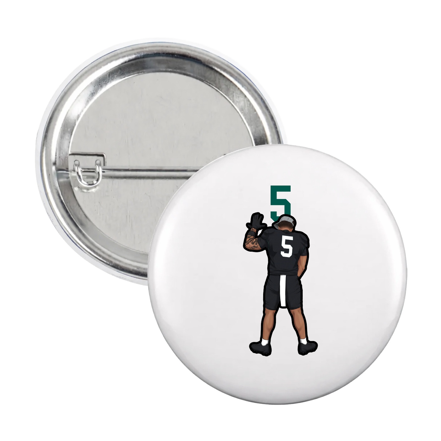 Game Day Button — Number Top in White
