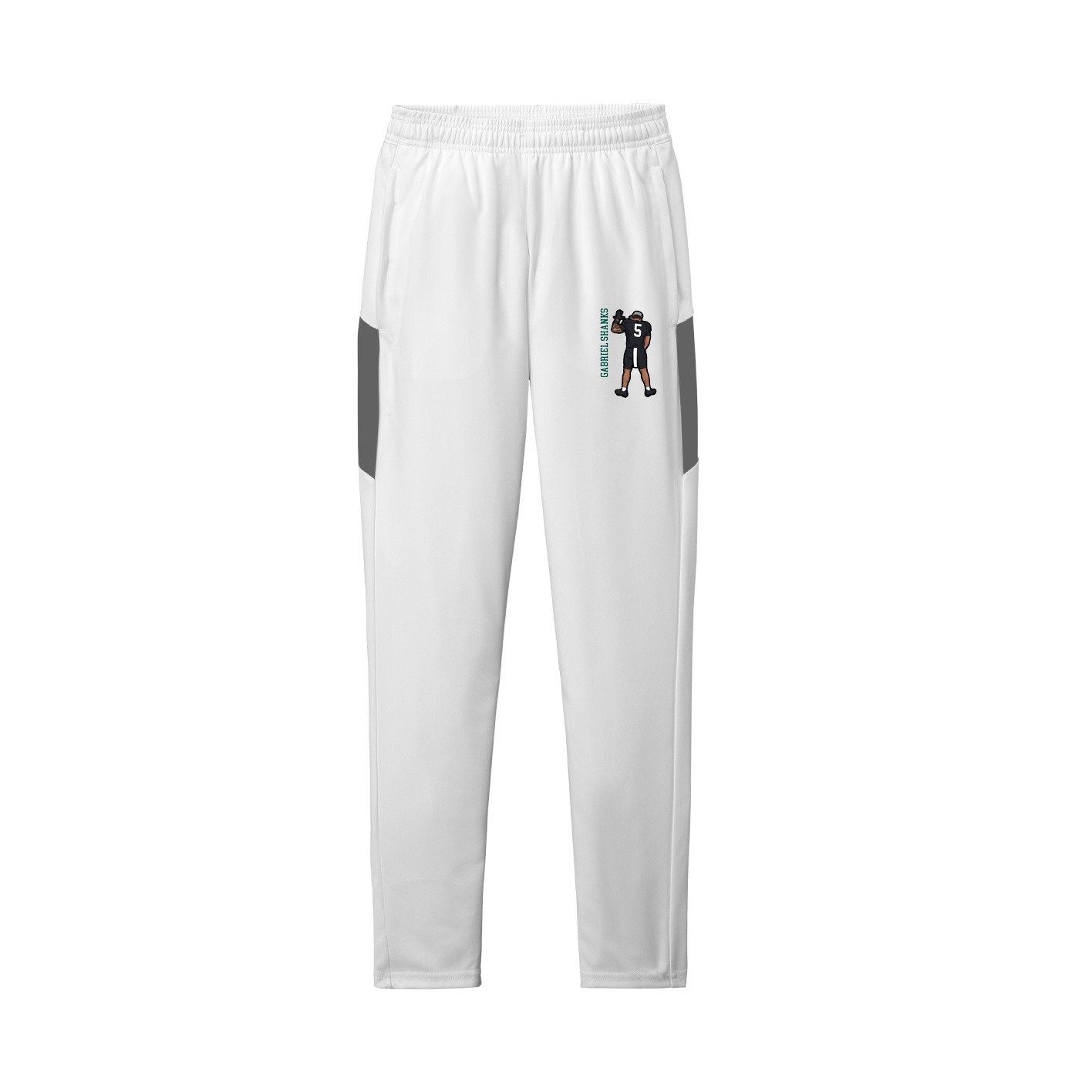 Team Travel Pant — Name Vertical in White/Grey
