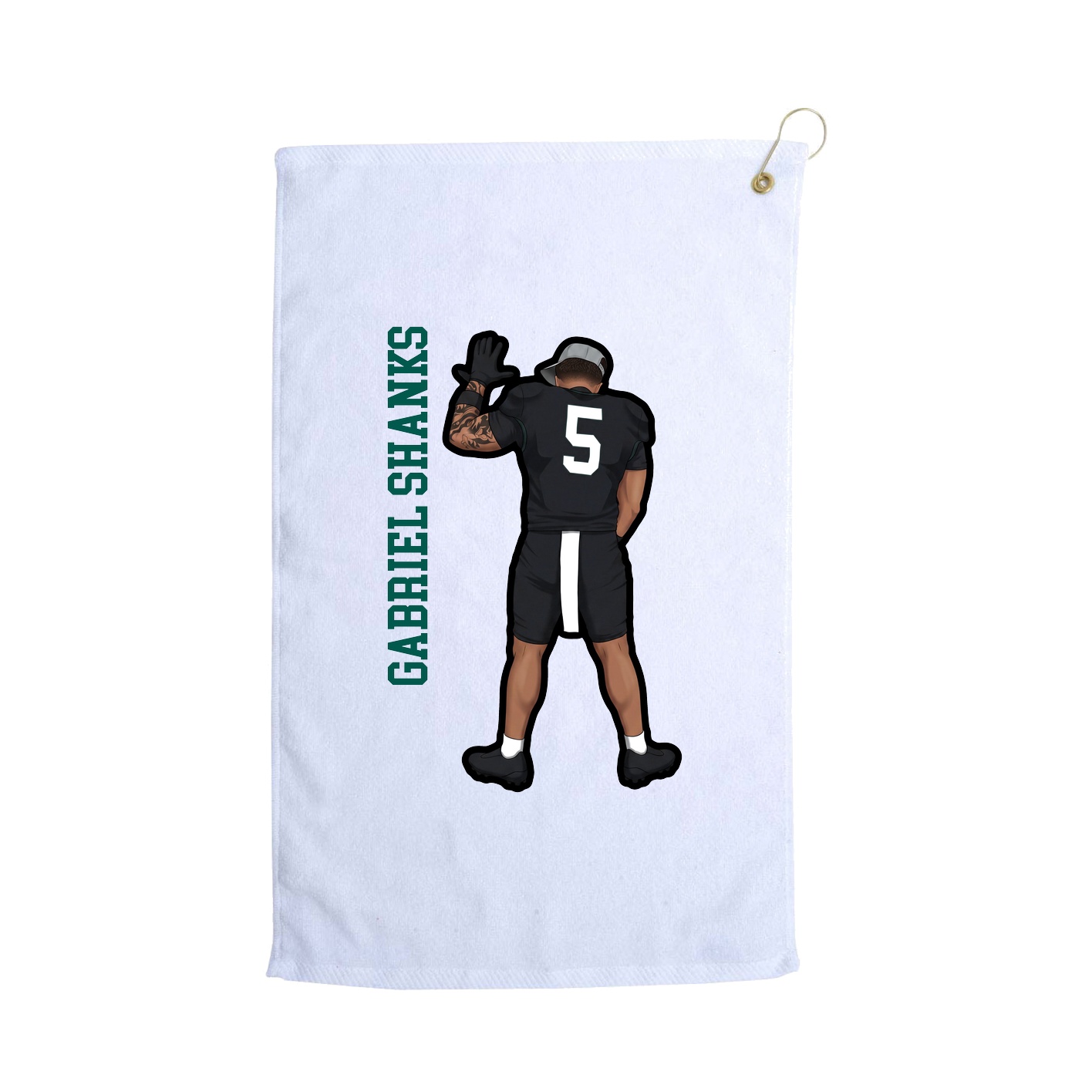 Golf Towel — Name Vertical in White