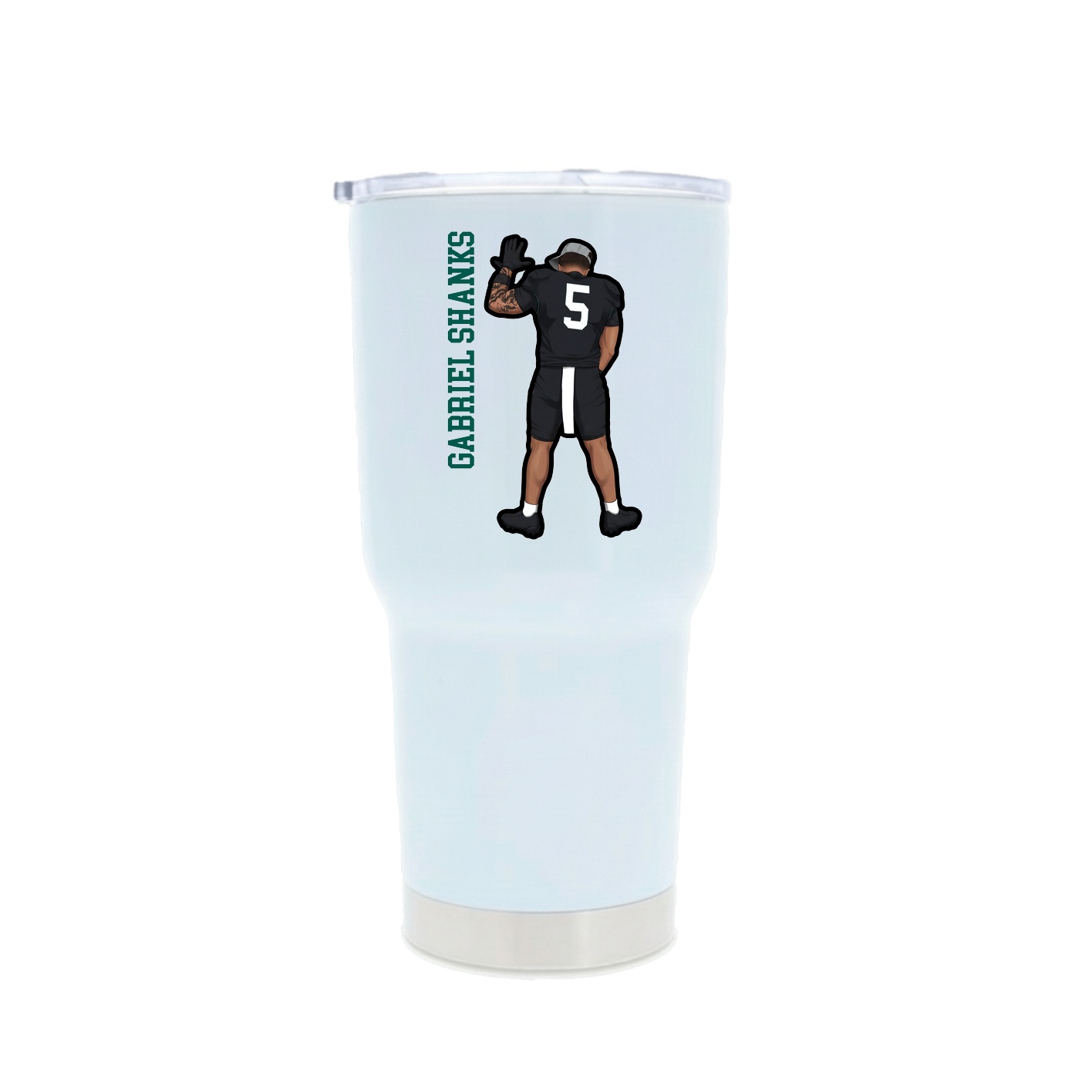 30oz Stainless Steel Tumbler — Name Vertical in White
