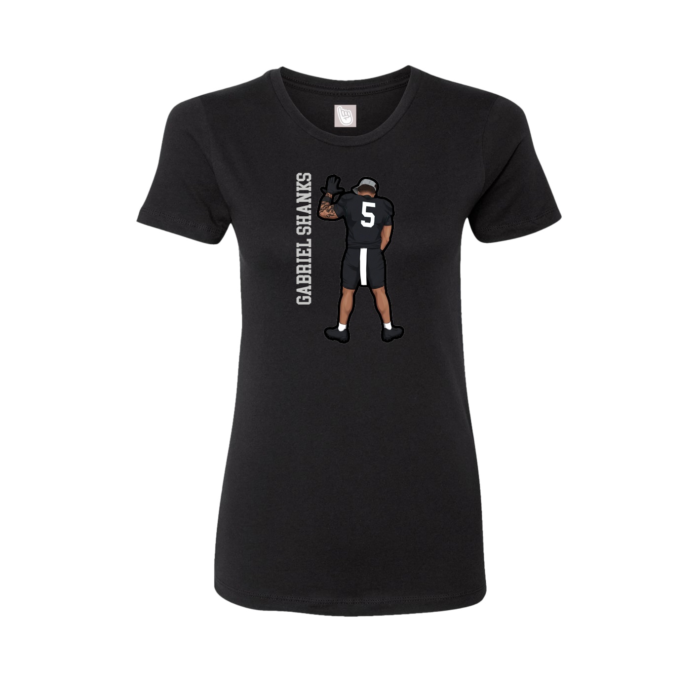 Womens Tee — Name Vertical in Black