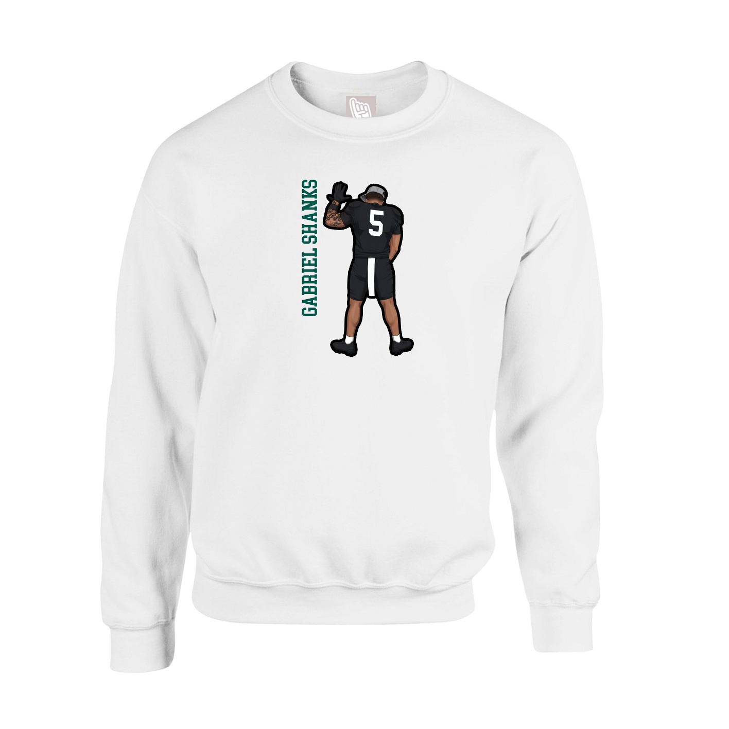 Fleece Crew — Name Vertical in White