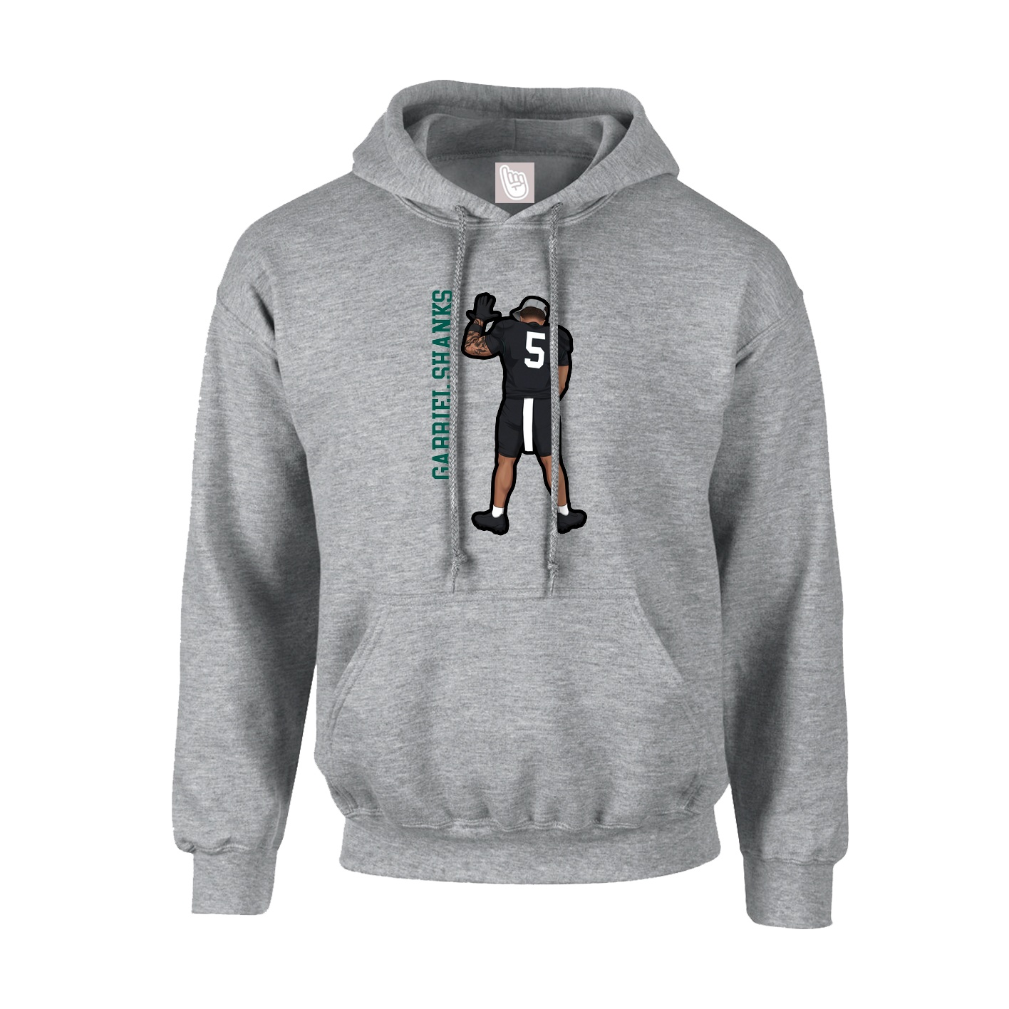 Youth Hoodie — Name Vertical in Grey