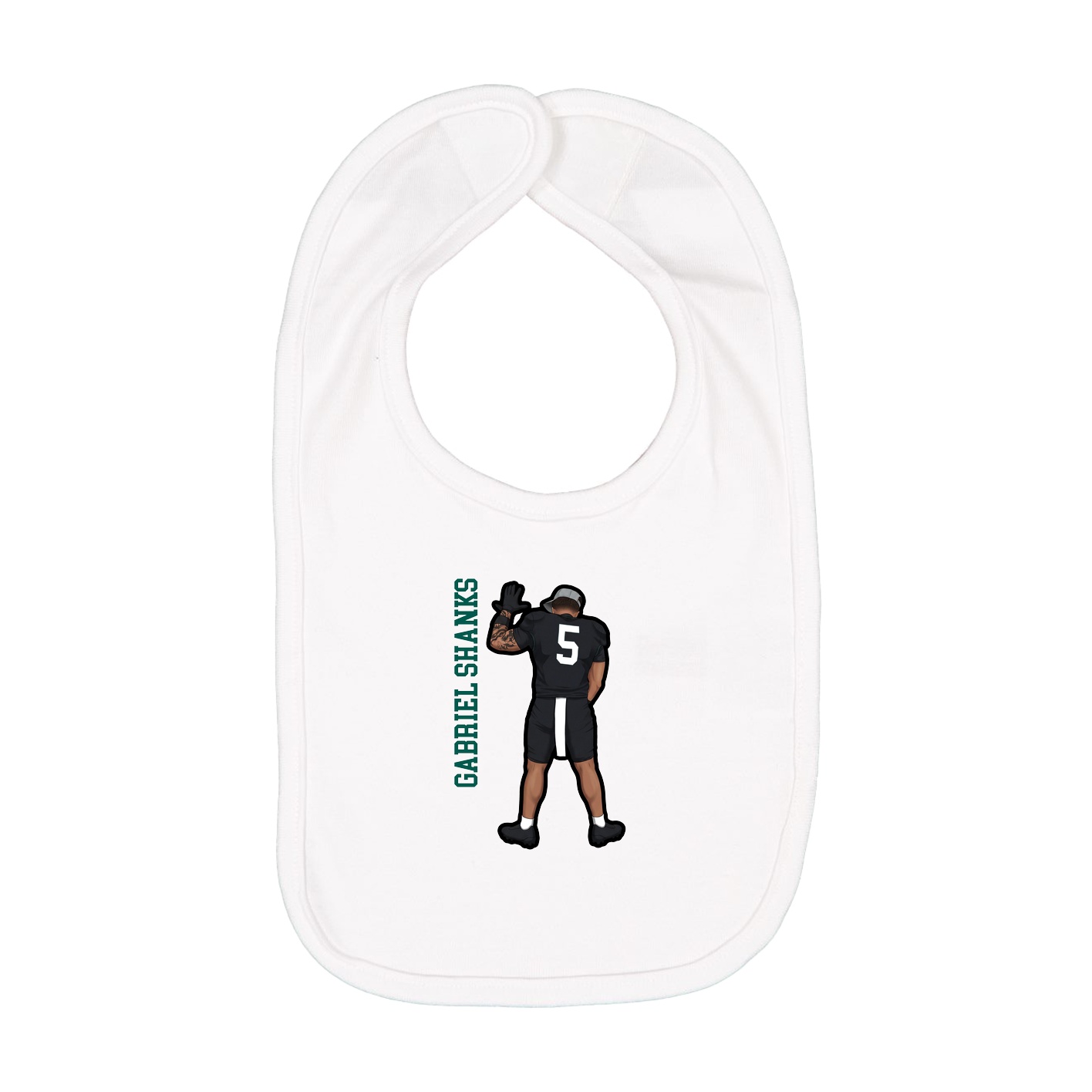 Infant Bib — Name Vertical in White