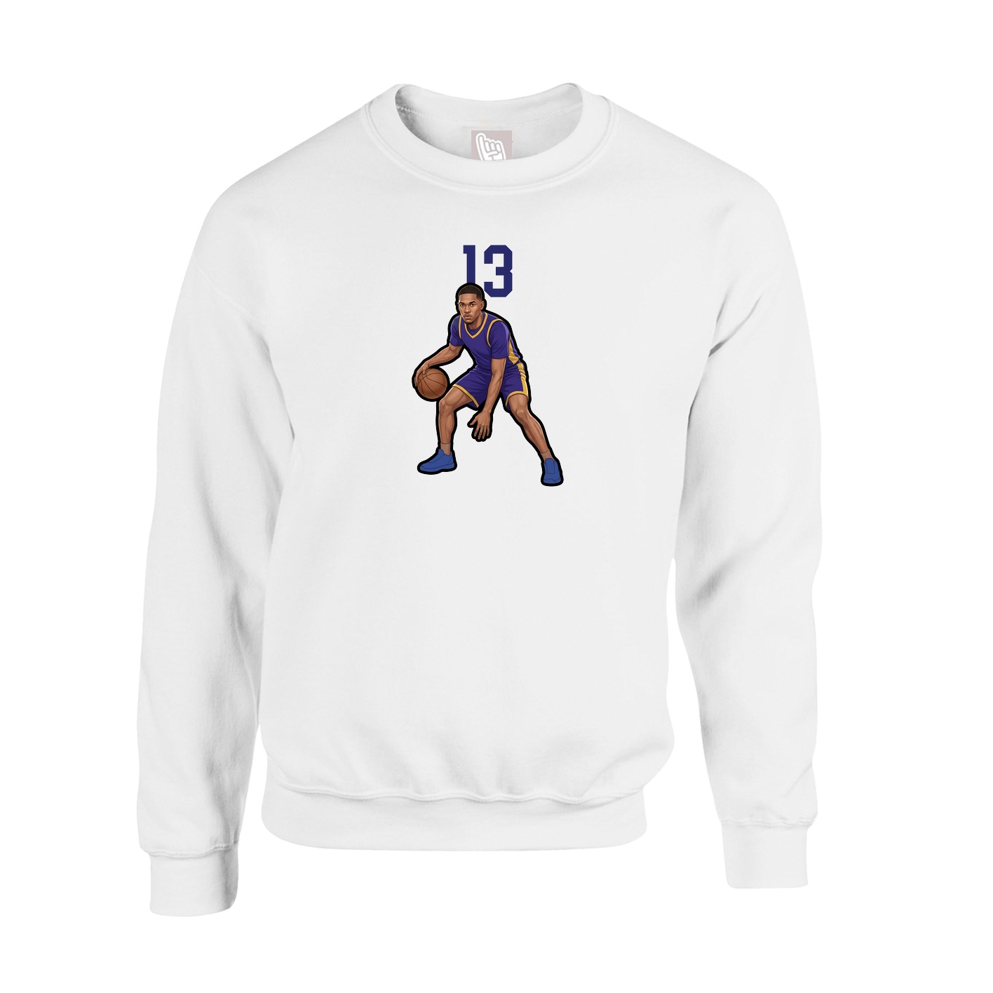Fleece Crew — Number Top in White