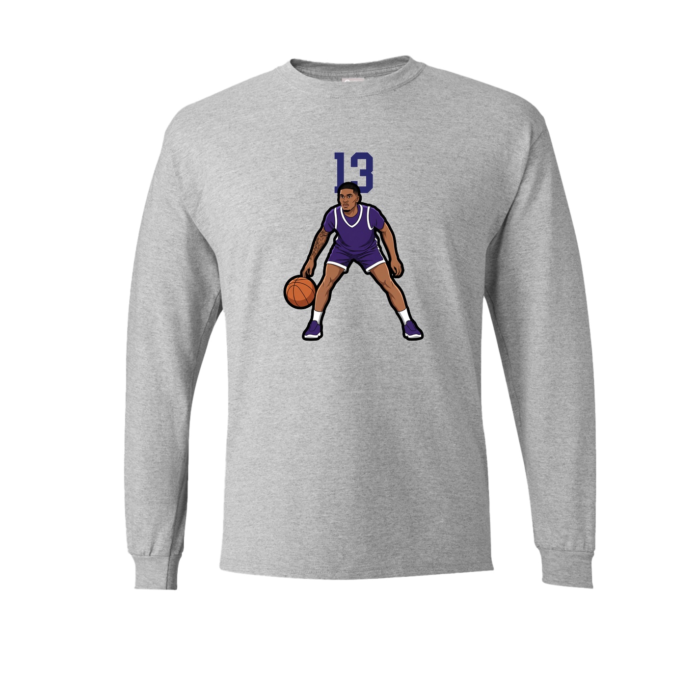 Long Sleeve Tee — Number Top in Grey