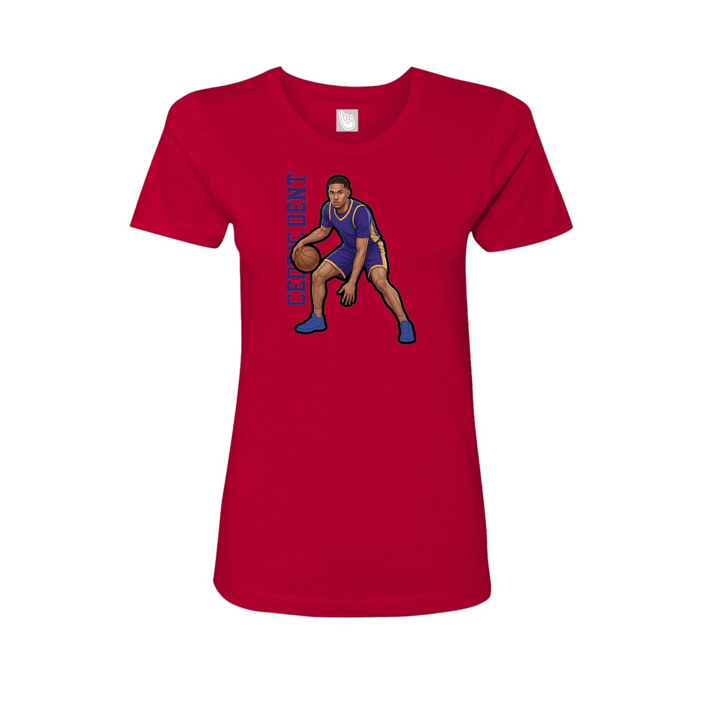 Fitted Women's Tee — Name Vertical in Red