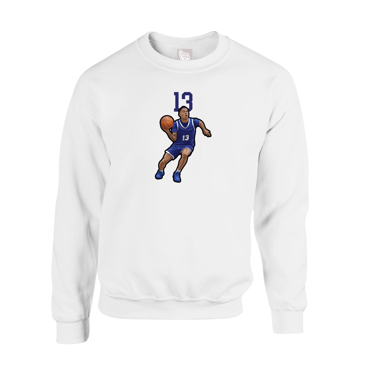Fleece Crew — Number Top in White