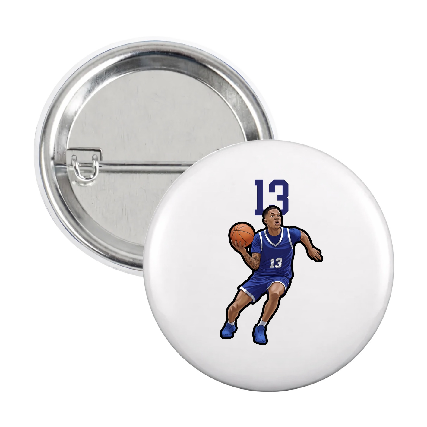 Game Day Button — Number Top in White