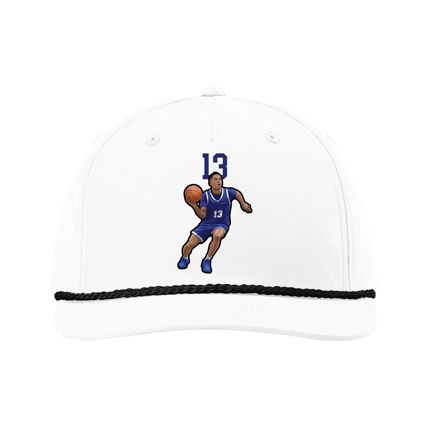 Five-Panel Classic Rope Cap — Number Top in White