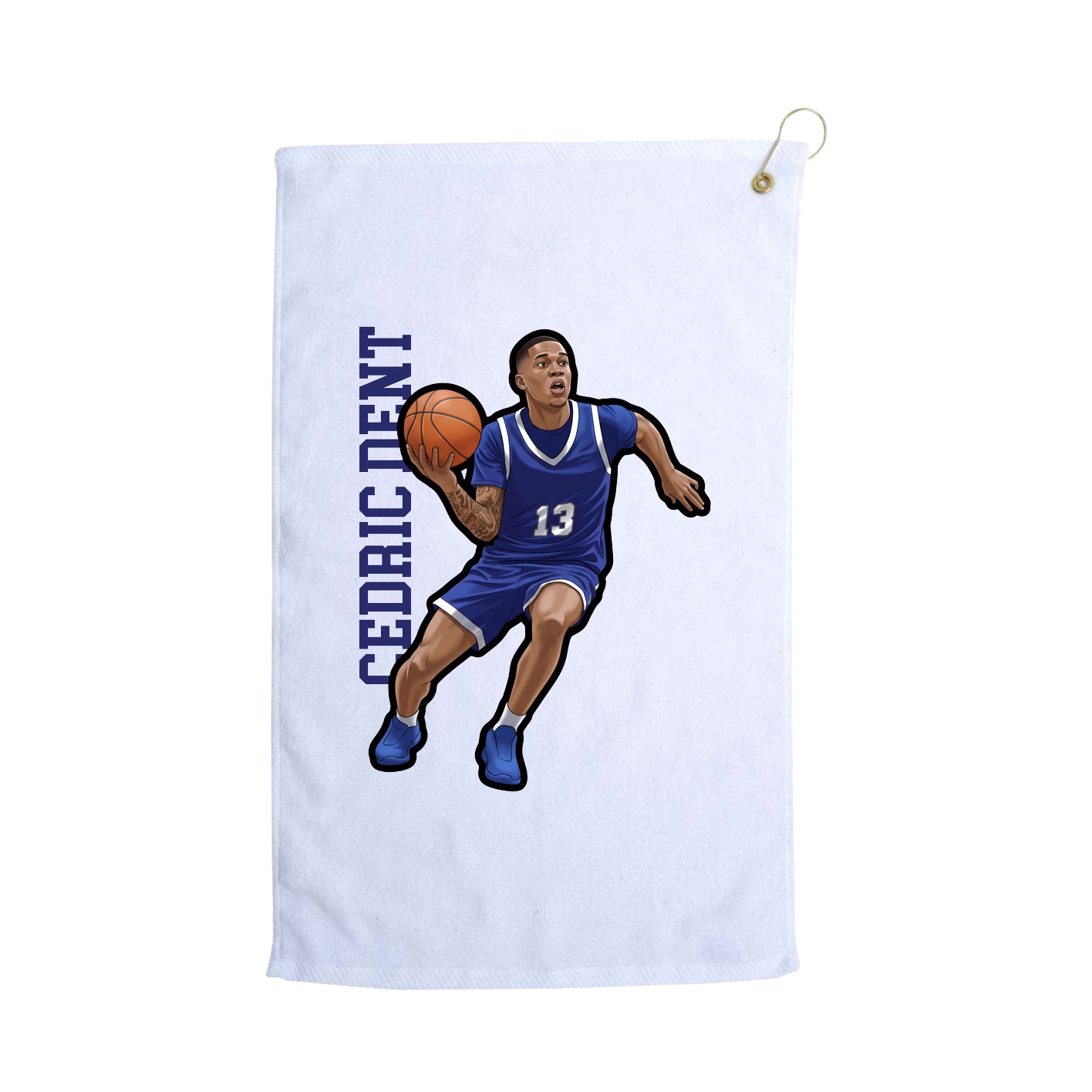 Golf Towel — Name Vertical in White