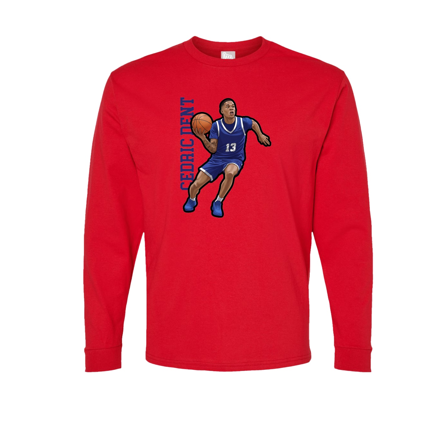 Long Sleeve Tee — Name Vertical in Red