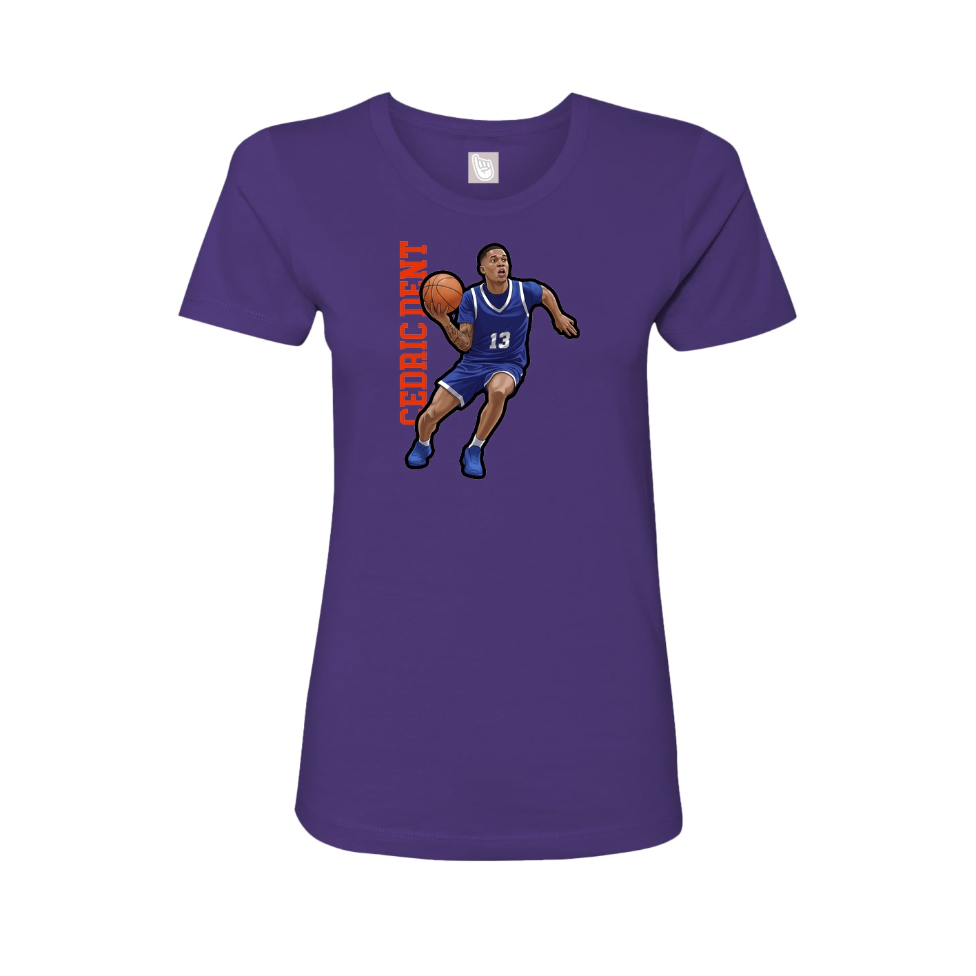 Fitted Women's Tee — Name Vertical in Purple