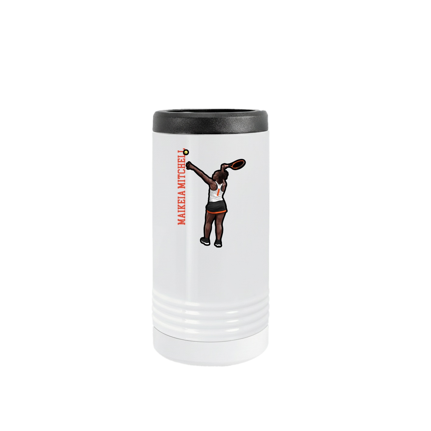 Slim Beverage Holder — Name Vertical in White