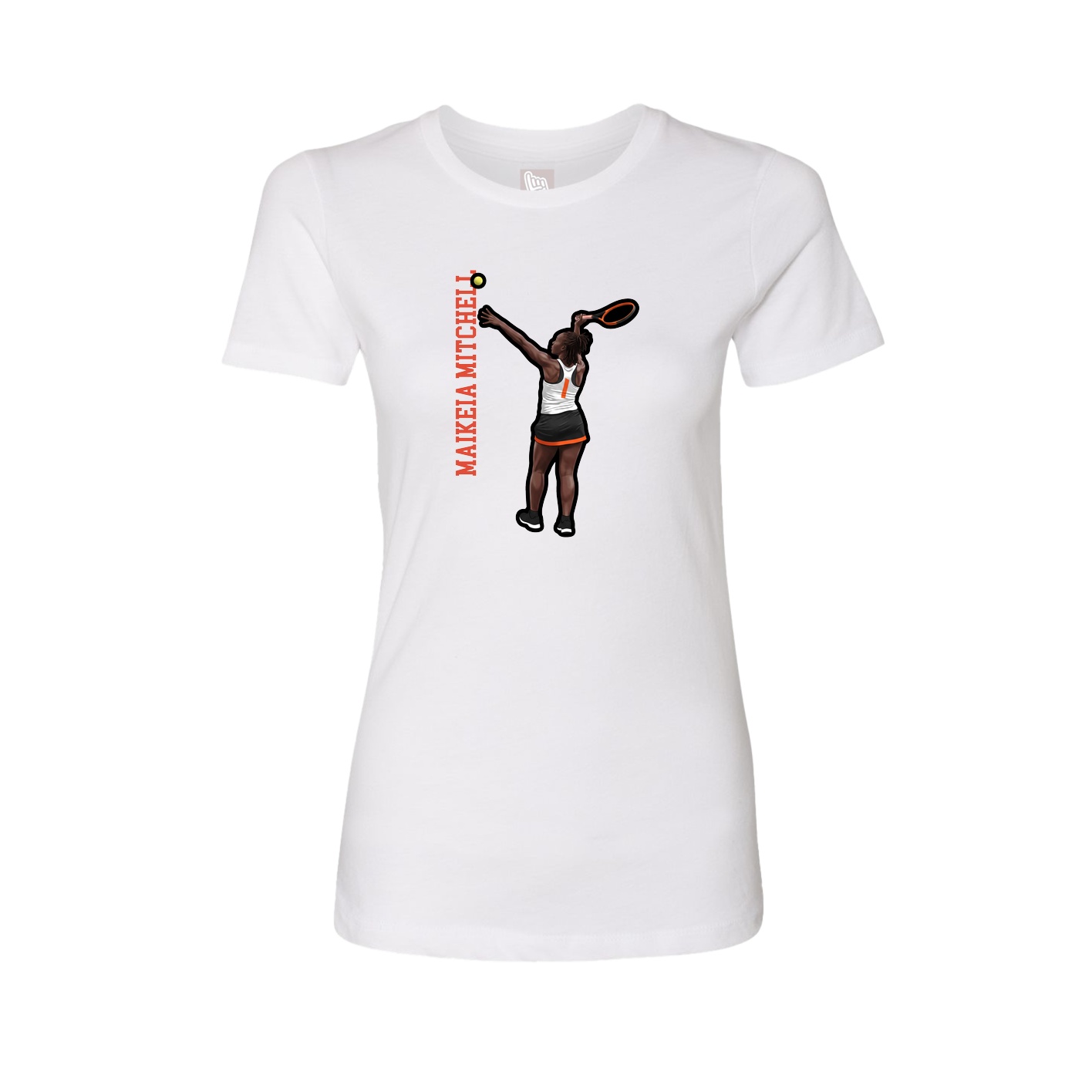 Womens Tee — Name Vertical in White