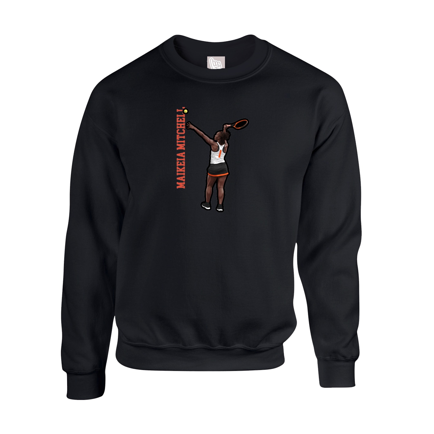 Fleece Crew — Name Vertical in Black